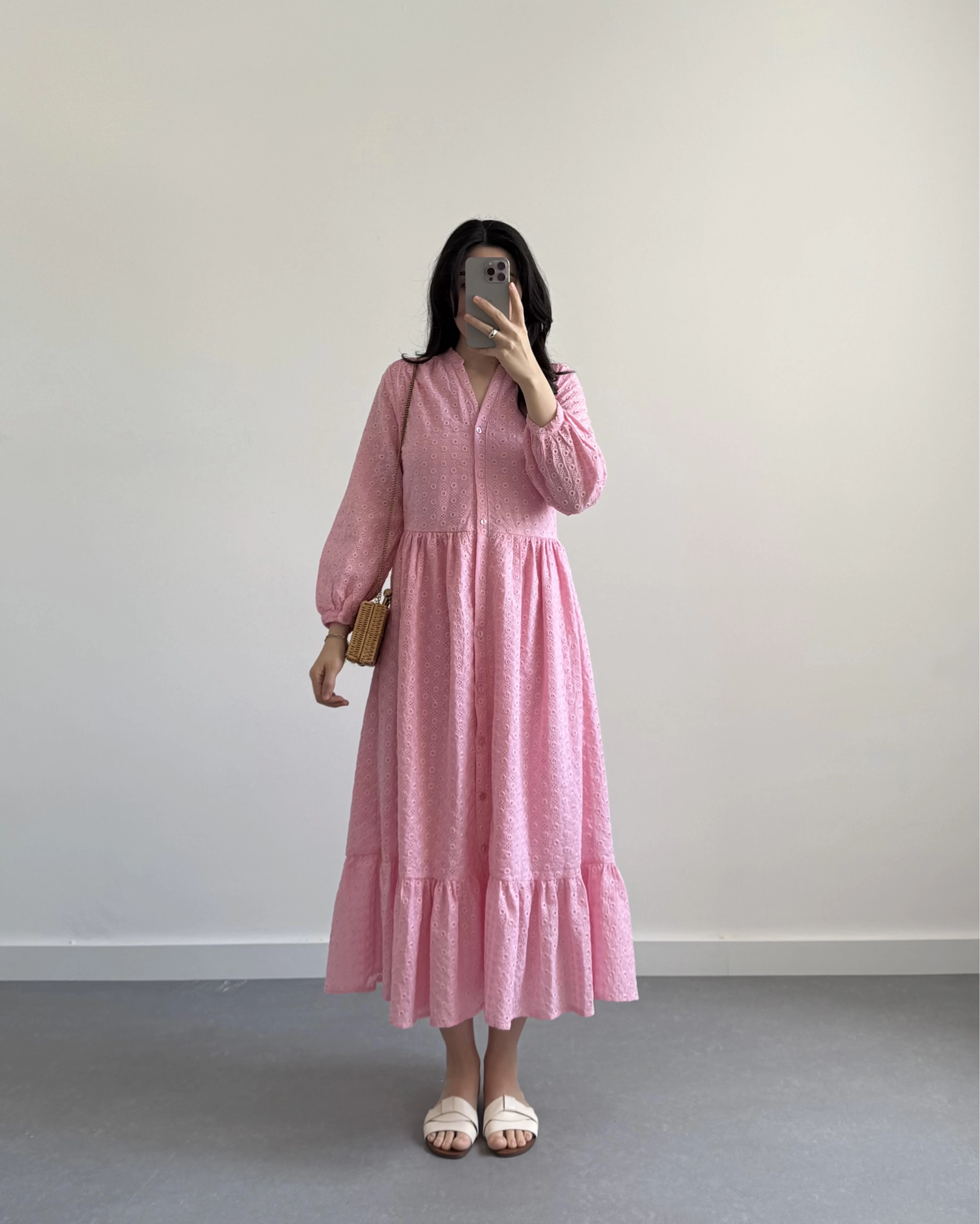PEMBE MIDI BOY FİSTO ELBİSE