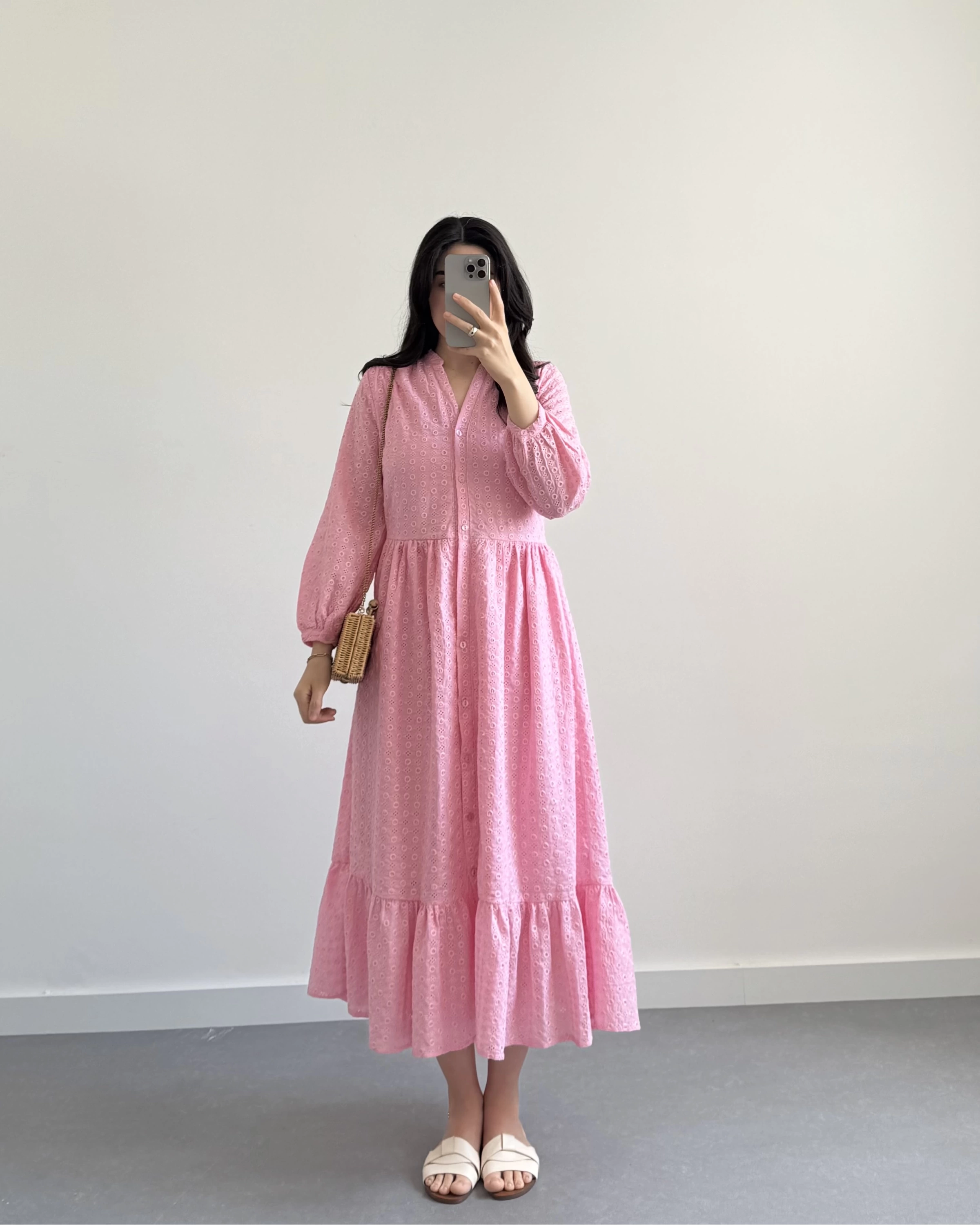 PEMBE MIDI BOY FİSTO ELBİSE