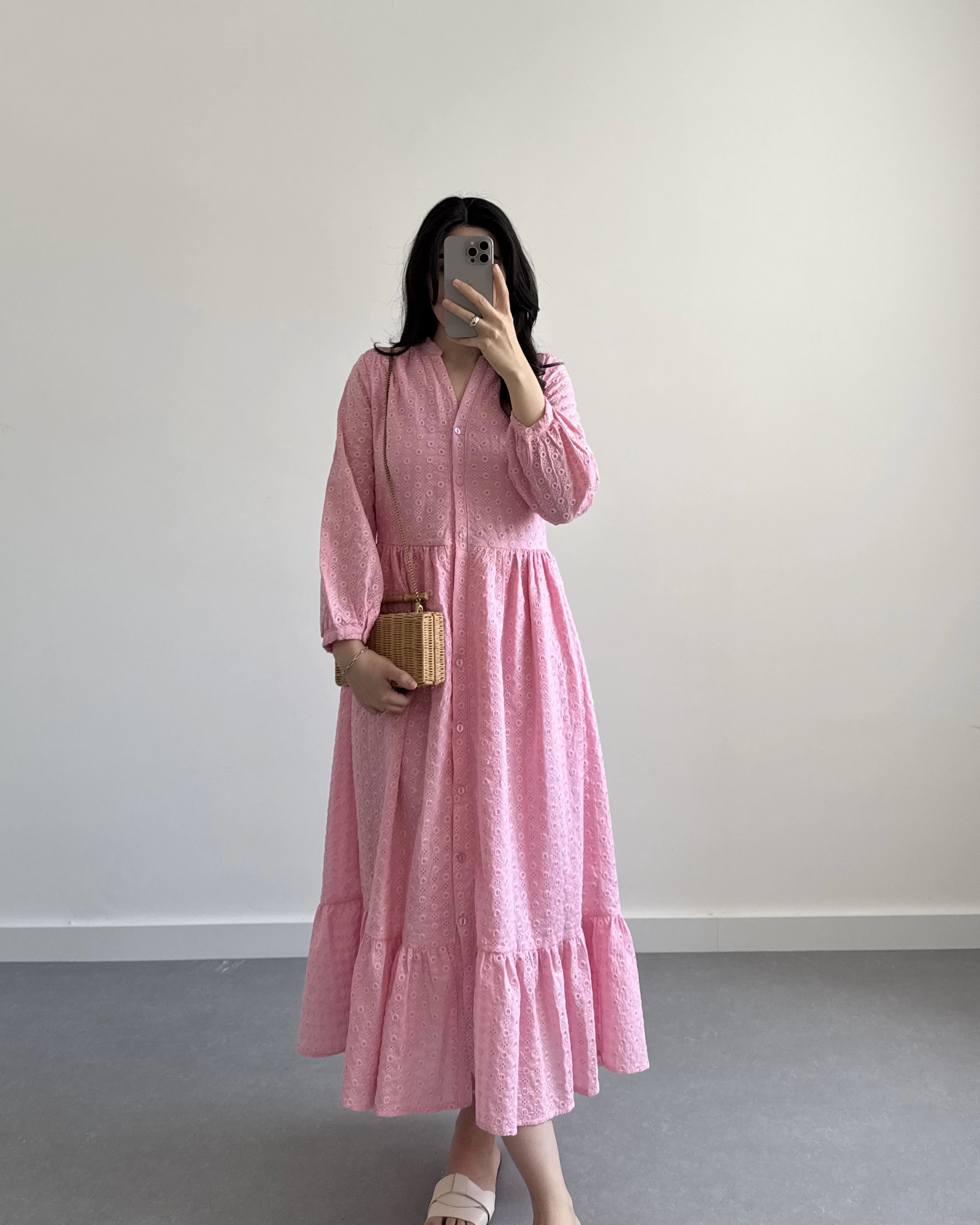 PEMBE MIDI BOY FİSTO ELBİSE