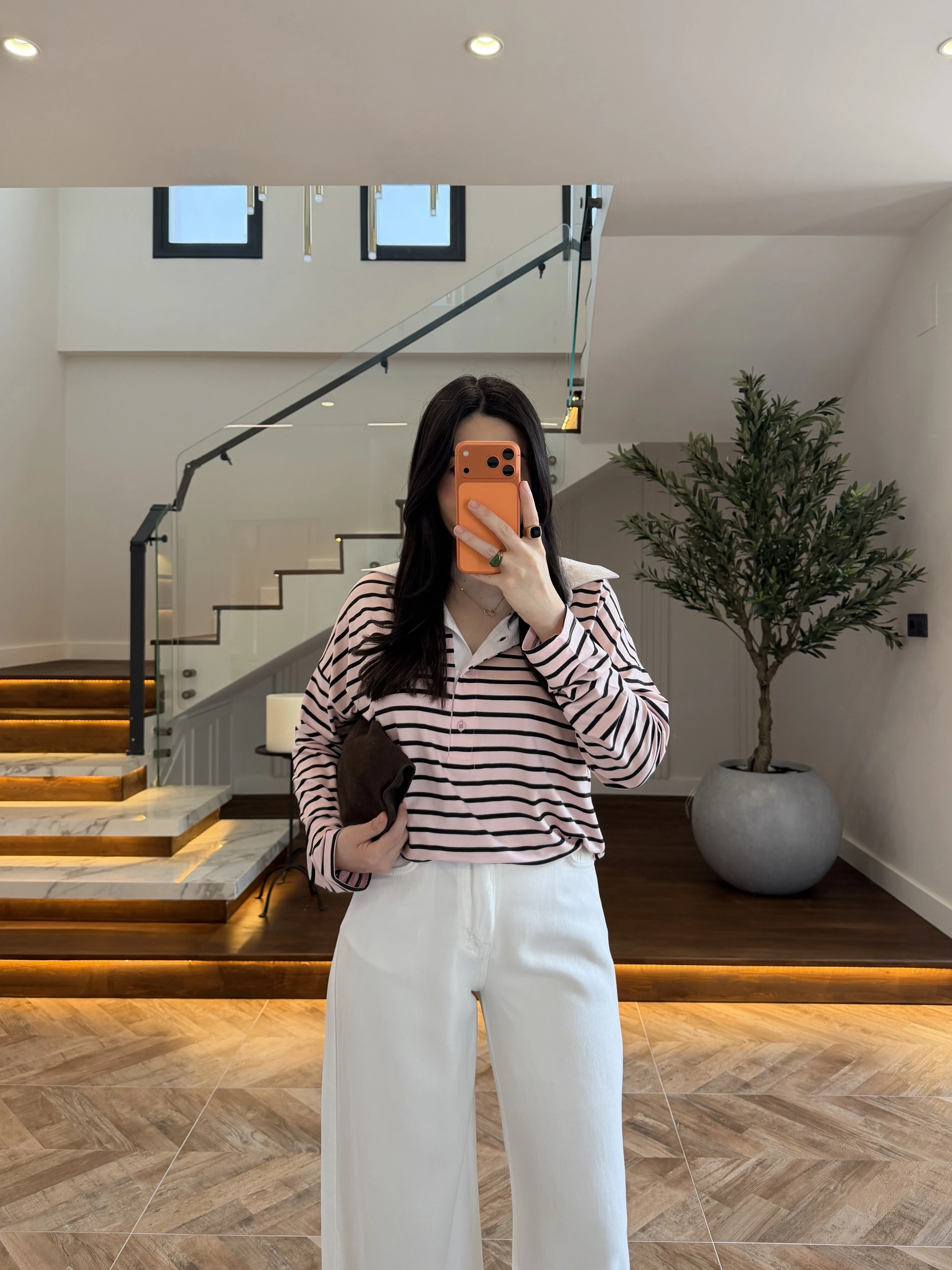 PEMBE POLO YAKA ÇİZGİLİ BASİC -27K-000013