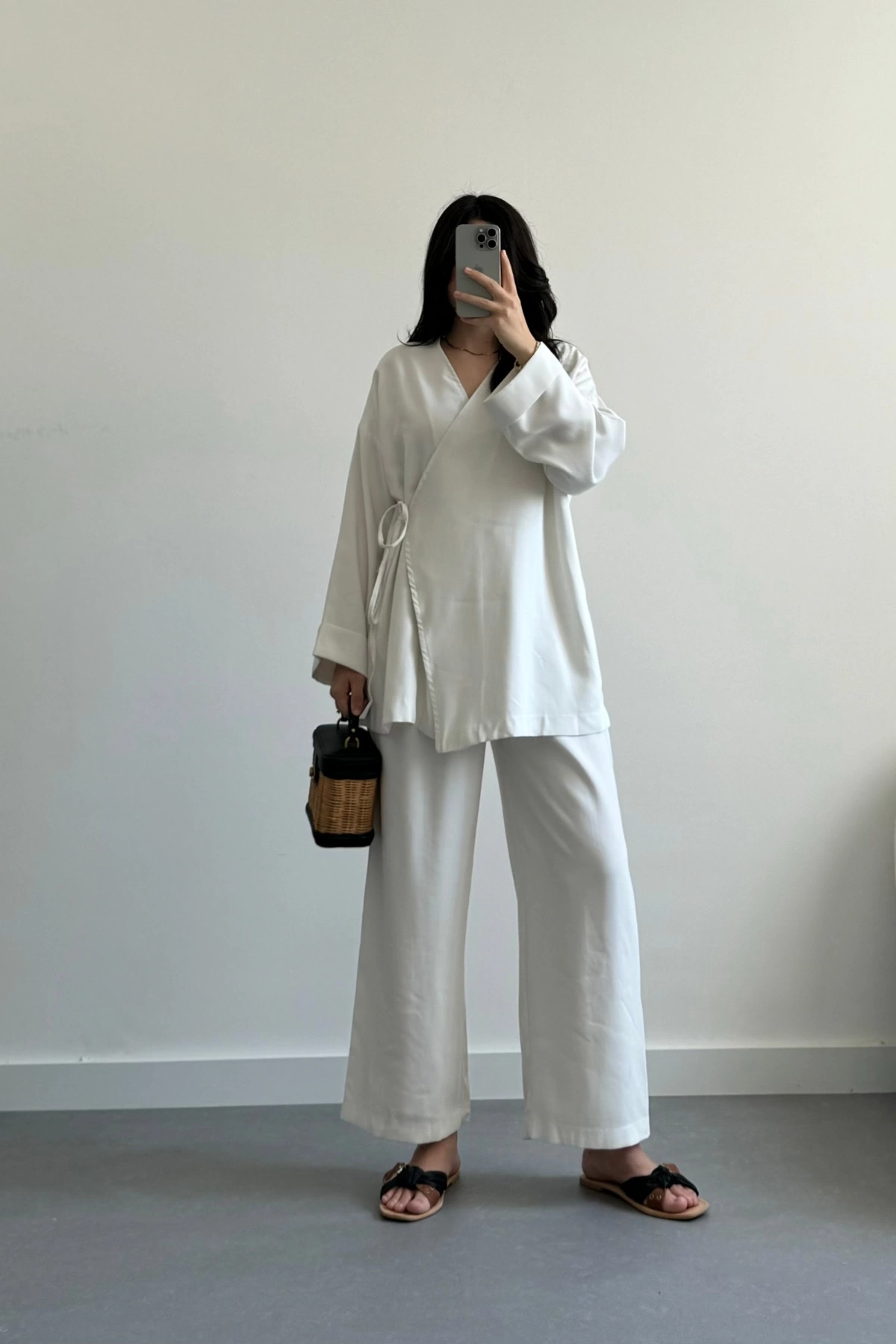 Pinterest Model Kimono Takım Beyaz