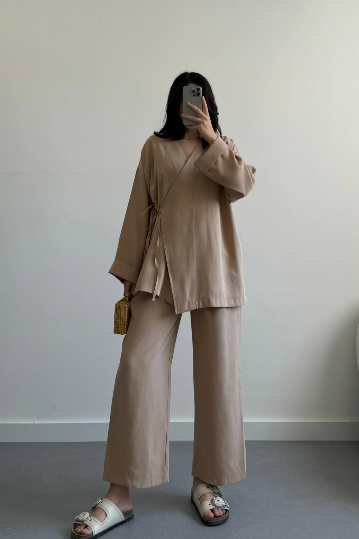 Pinterest Model Kimono Takım Camel