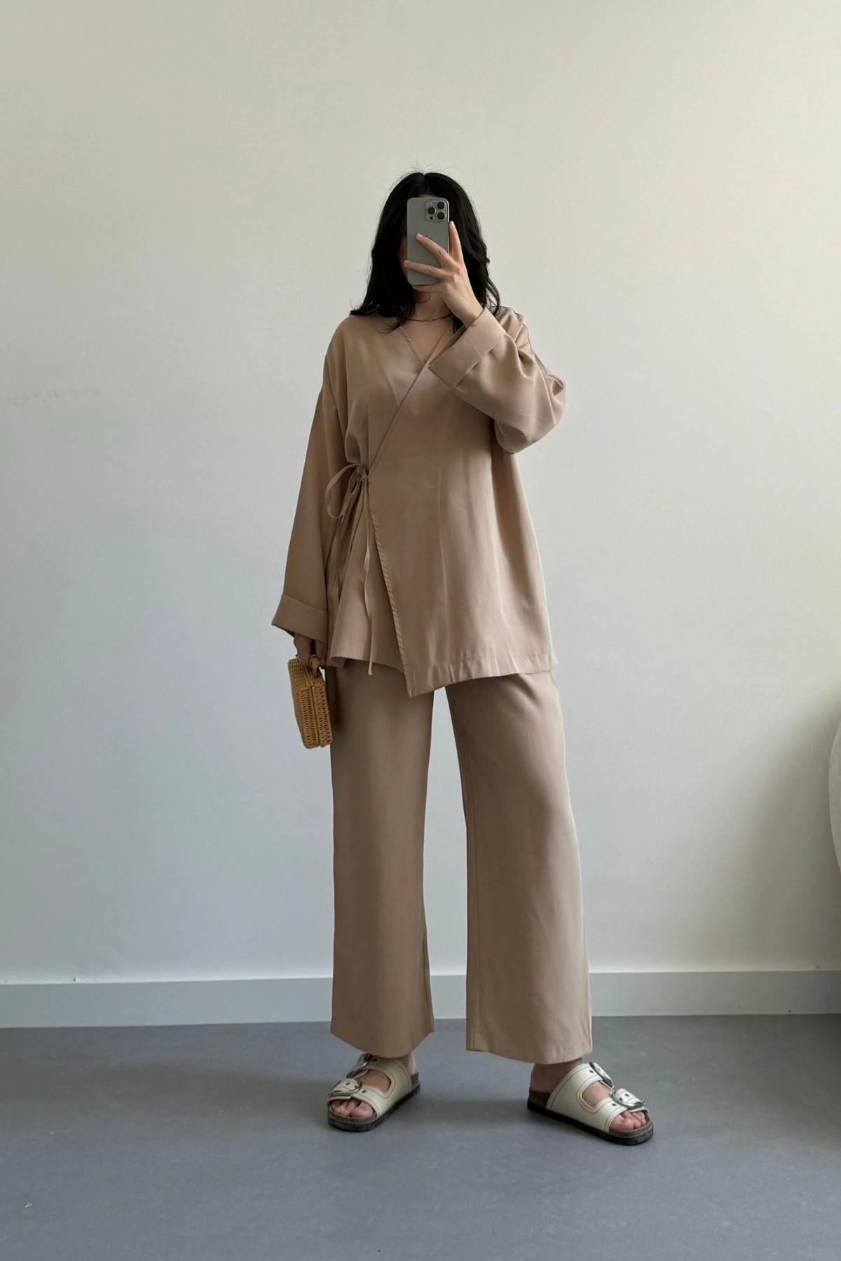 Pinterest Model Kimono Takım Camel