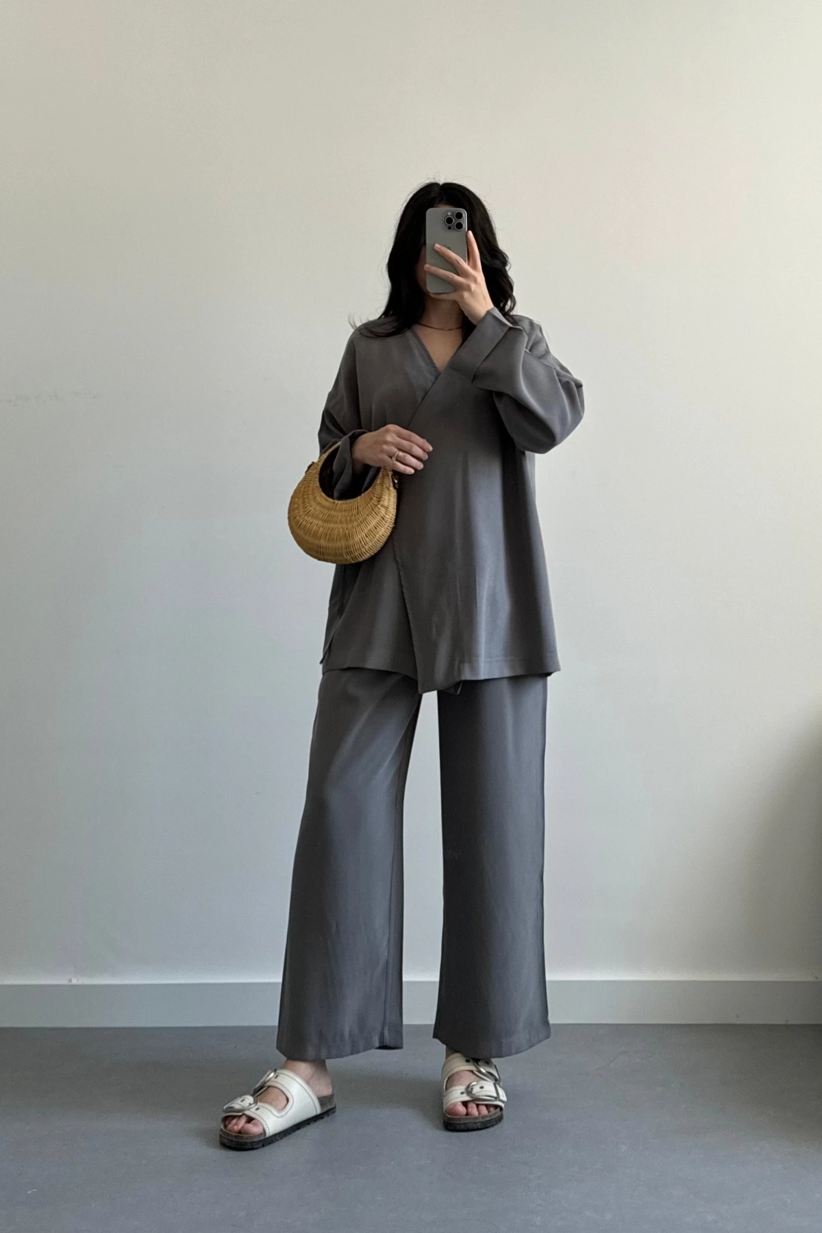 Pinterest Model Kimono Takım Koyu Füme