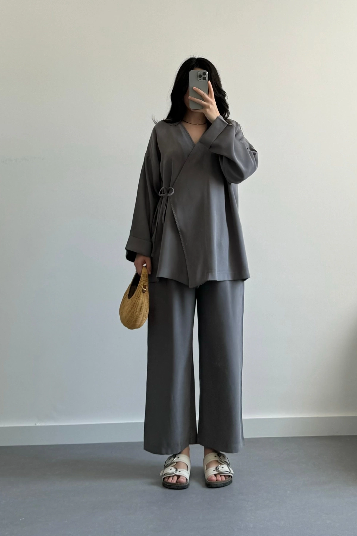 Pinterest Model Kimono Takım Koyu Füme