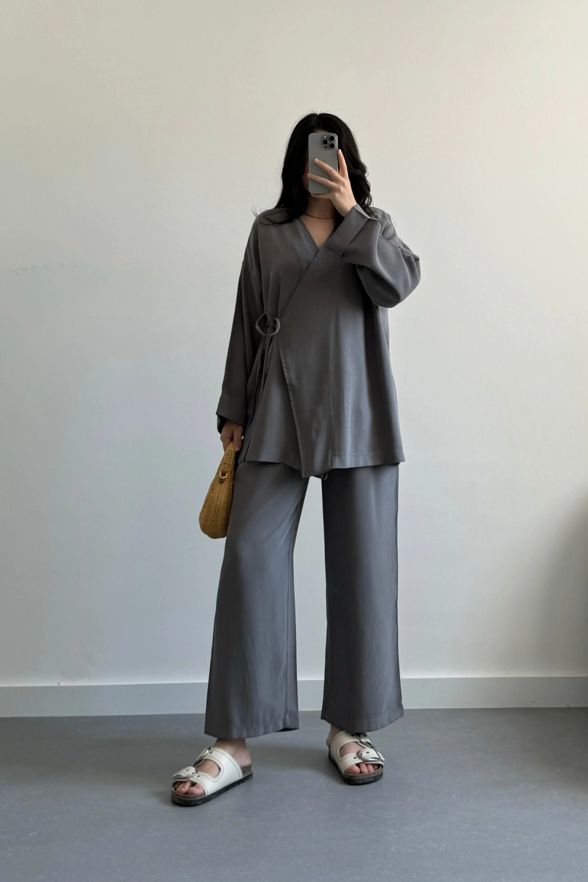 Pinterest Model Kimono Takım Koyu Füme