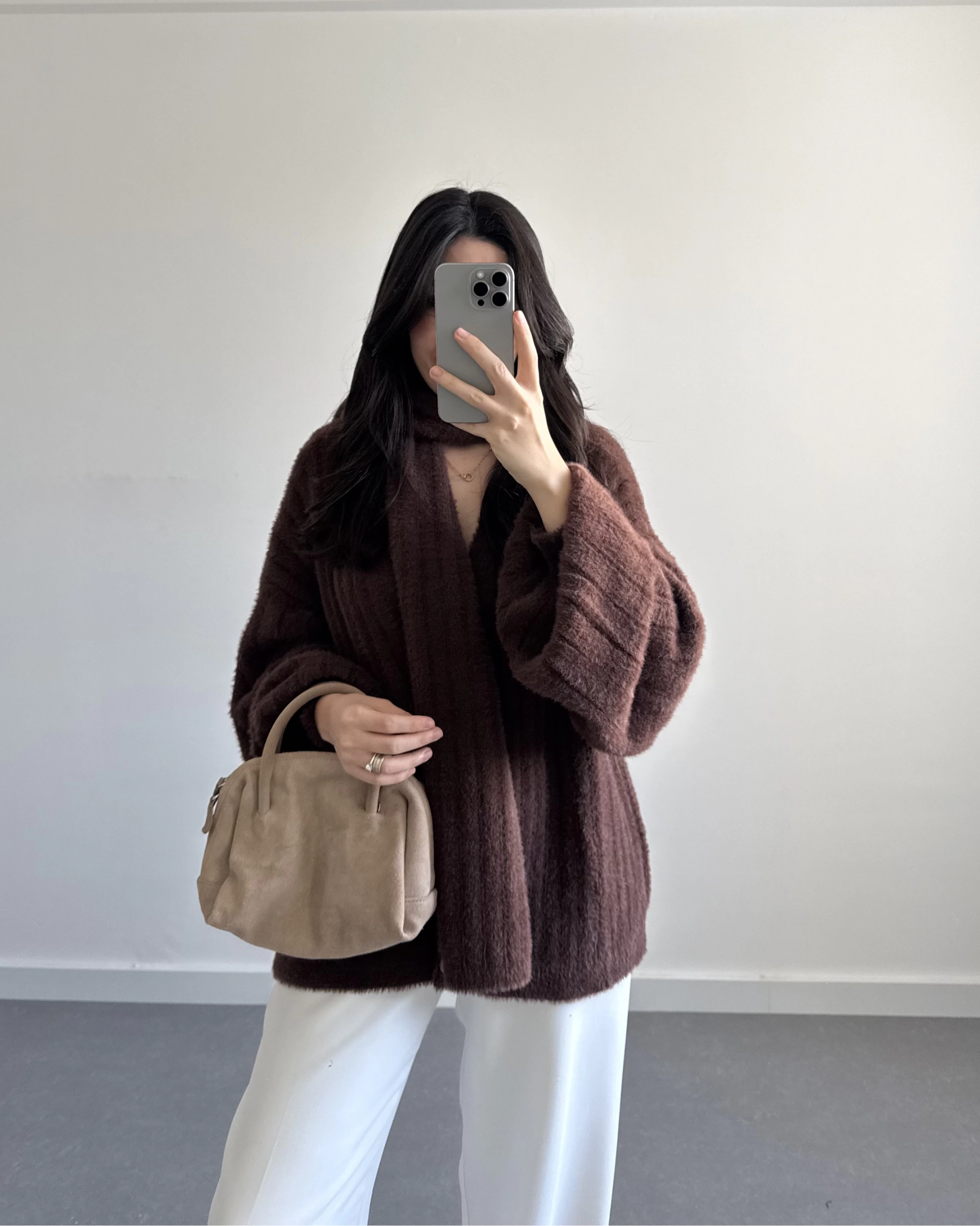 PREMİUM ATKILI HIRKA KAHVE