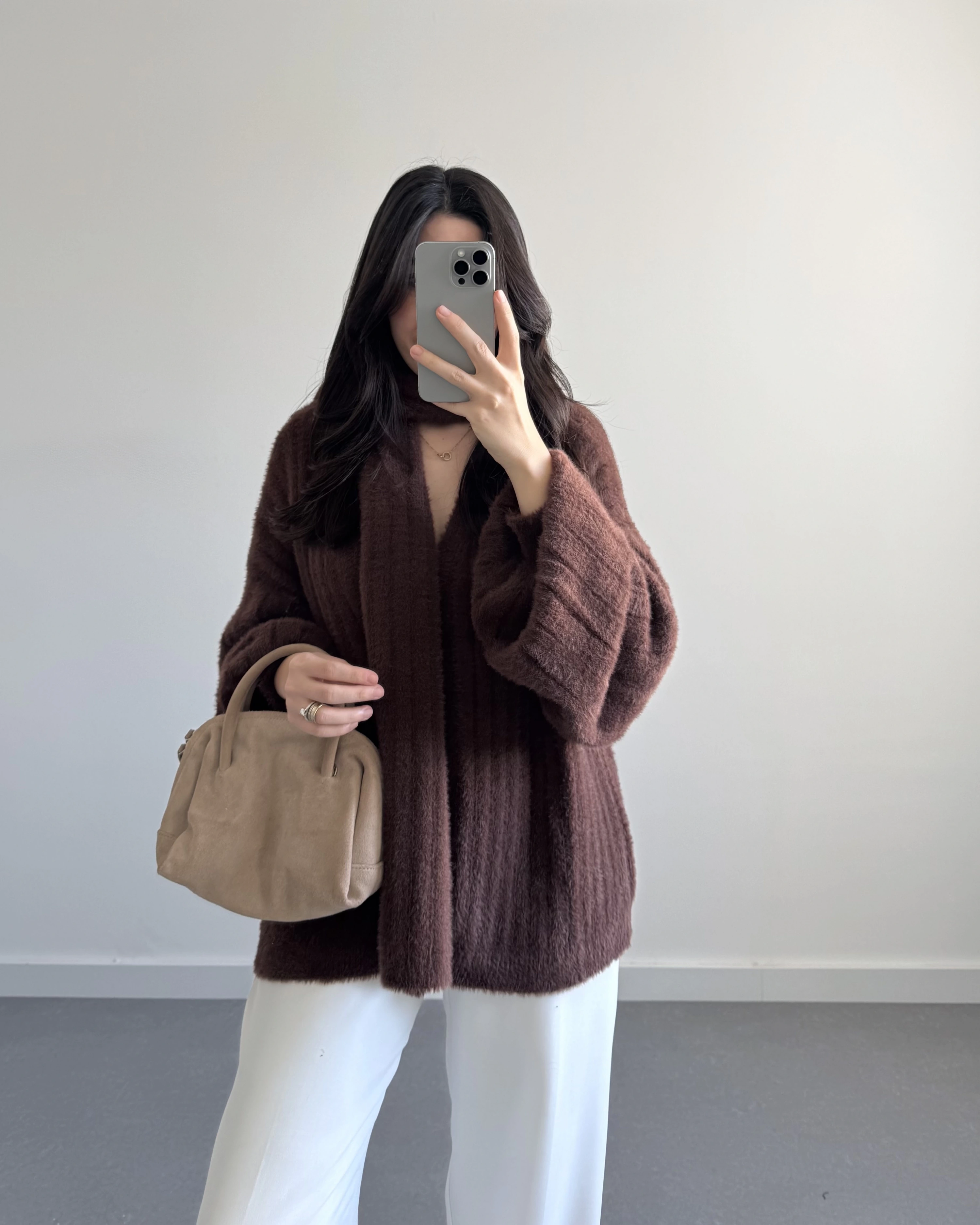 PREMİUM ATKILI HIRKA KAHVE