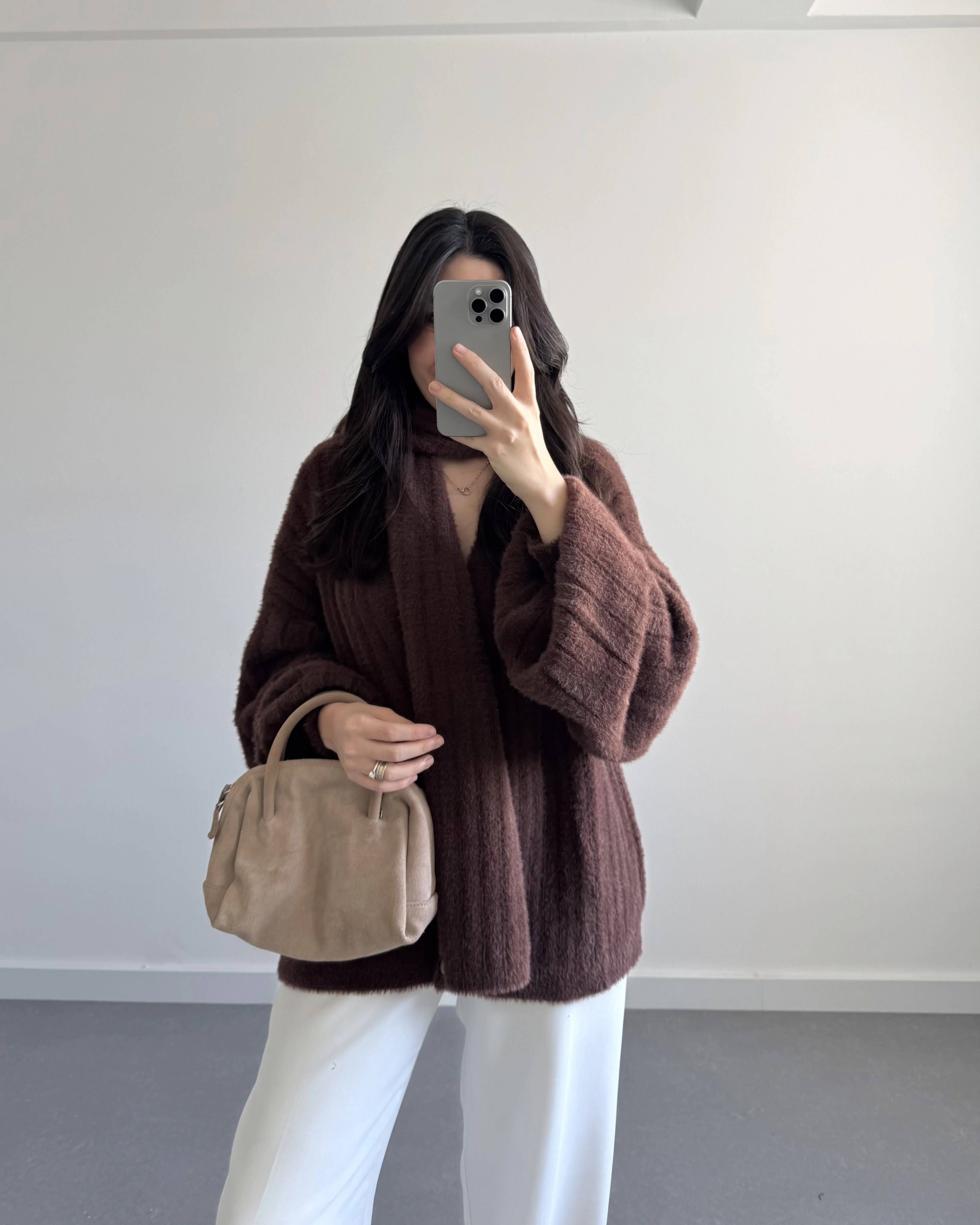 PREMİUM ATKILI HIRKA KAHVE