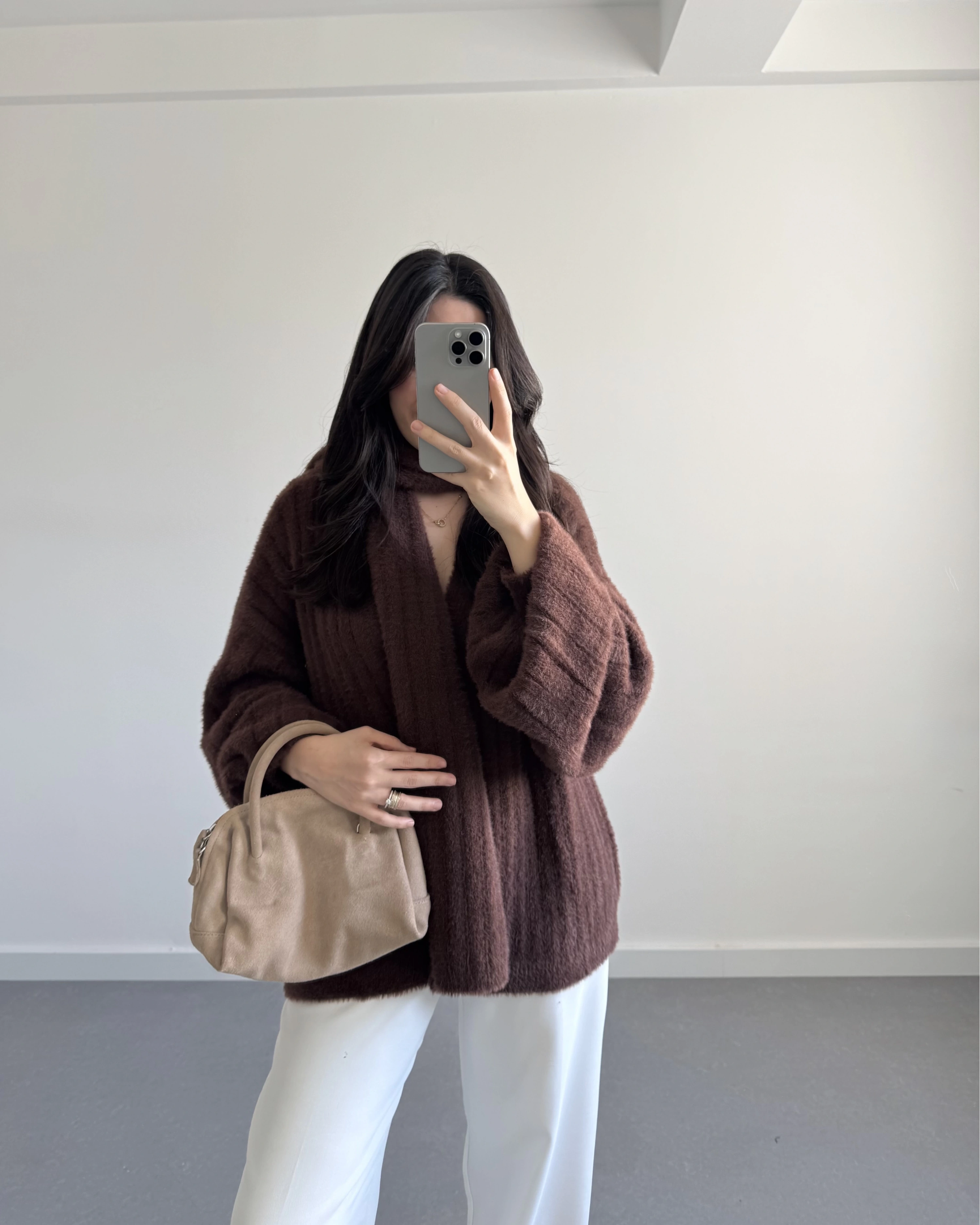 PREMİUM ATKILI HIRKA KAHVE