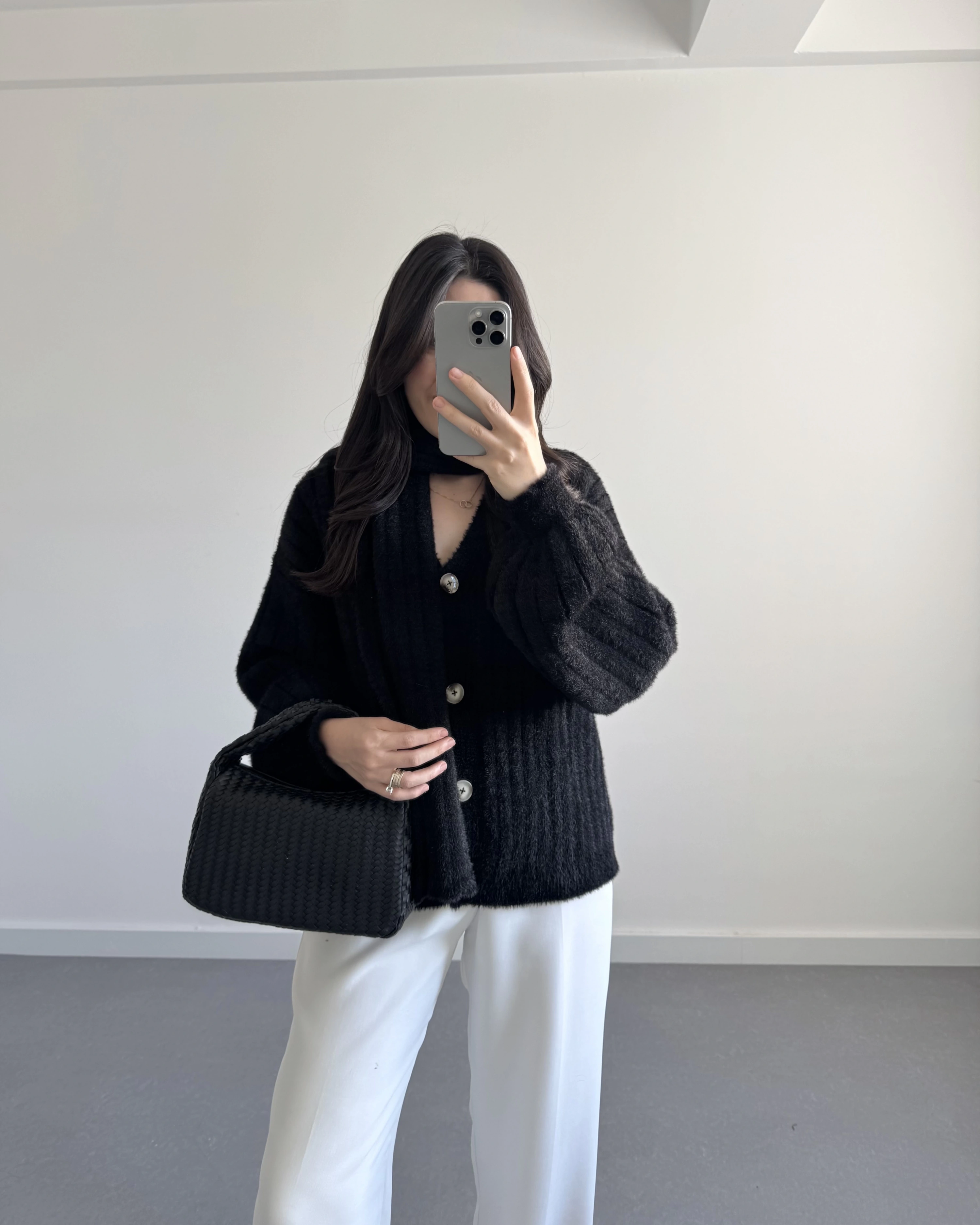 PREMİUM ATKILI HIRKA SİYAH