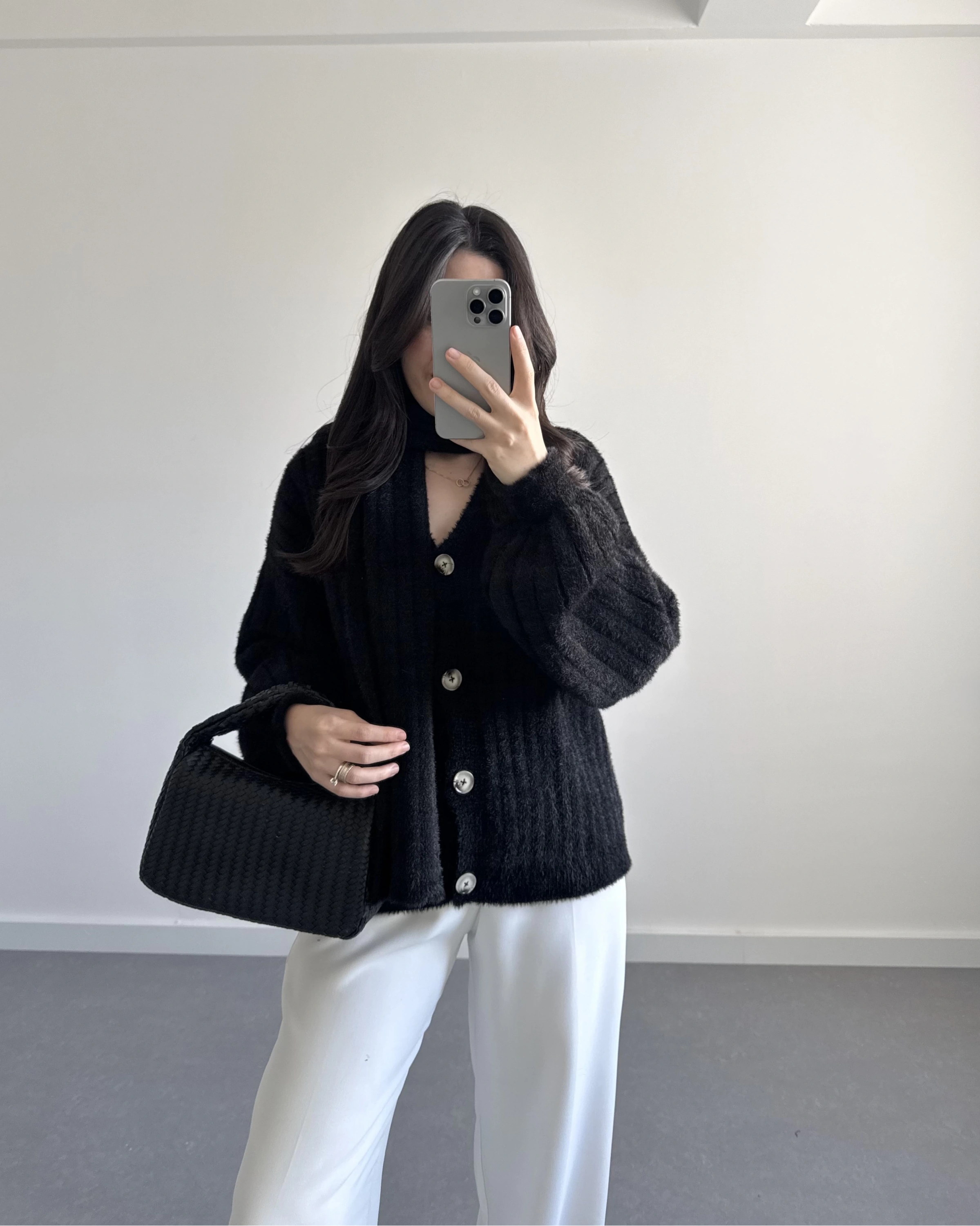 PREMİUM ATKILI HIRKA SİYAH