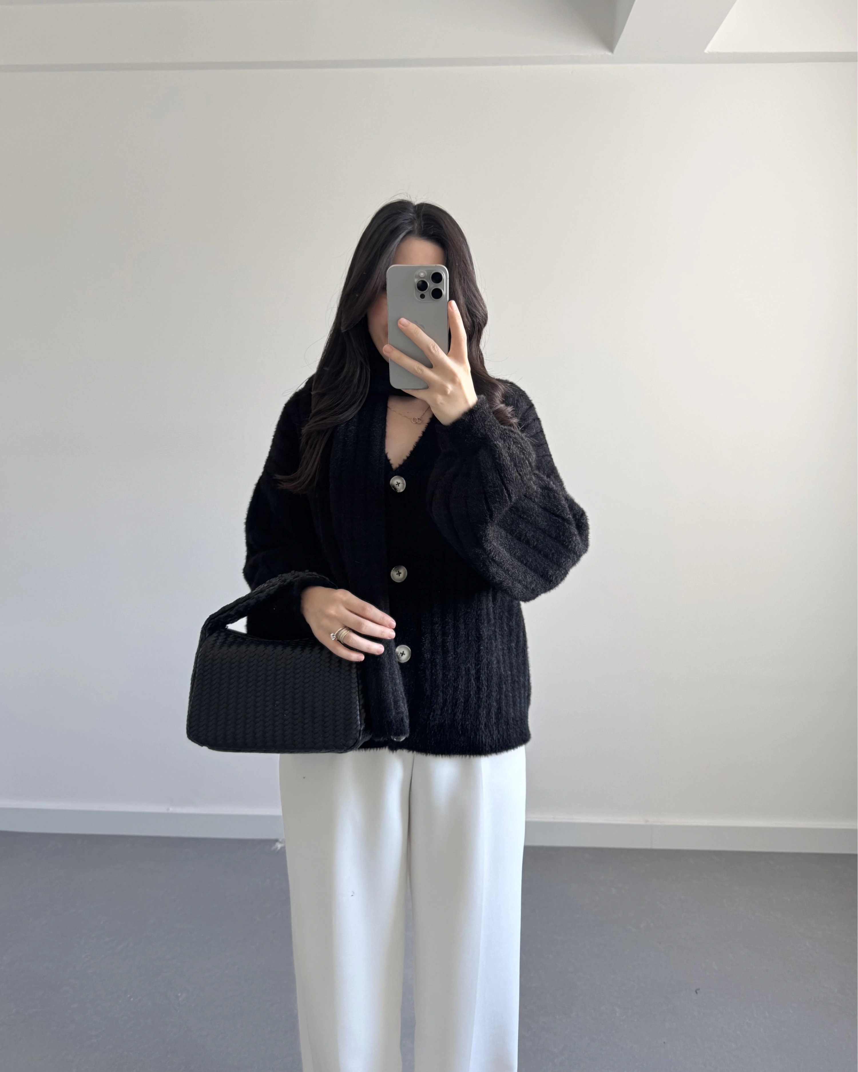 PREMİUM ATKILI HIRKA SİYAH