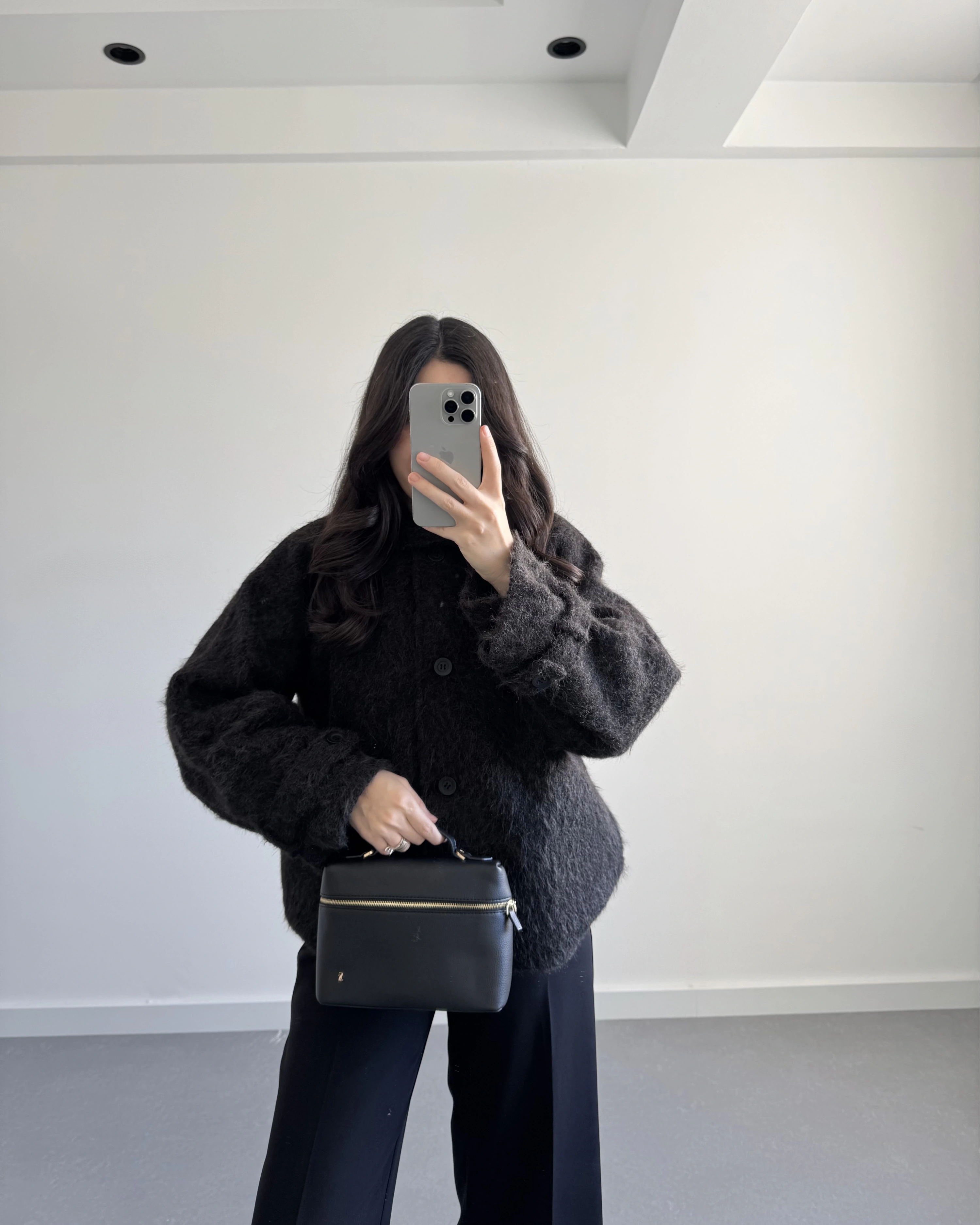 PREMİUM DÜĞMELİ KAŞE CEKET SİYAH