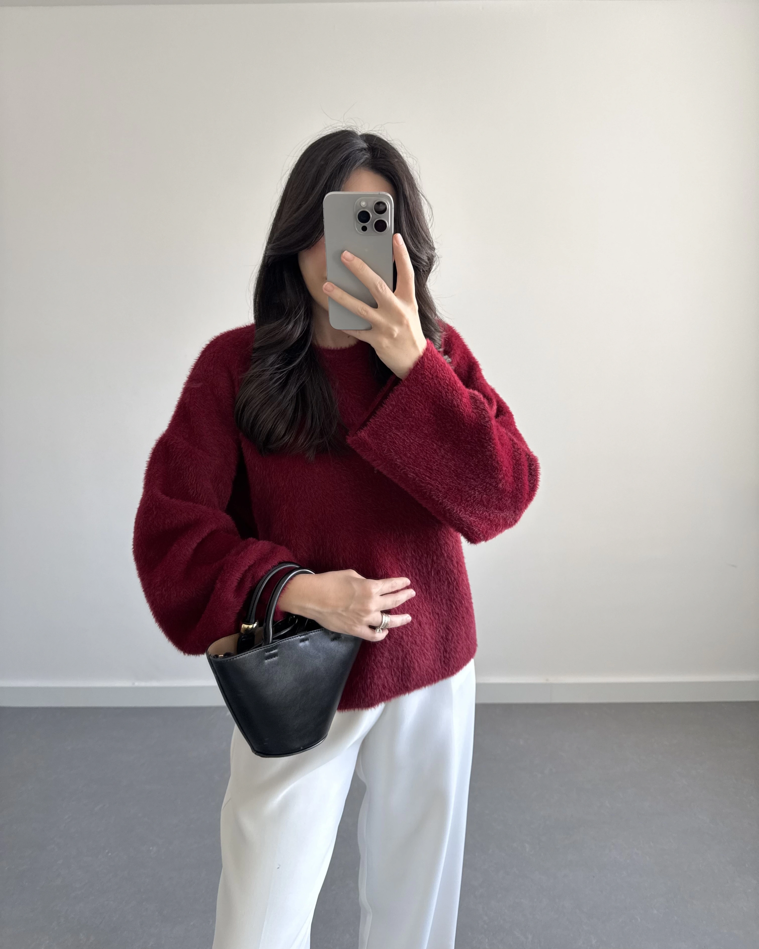 SAKALLI YUMOŞ KAZAK BORDO