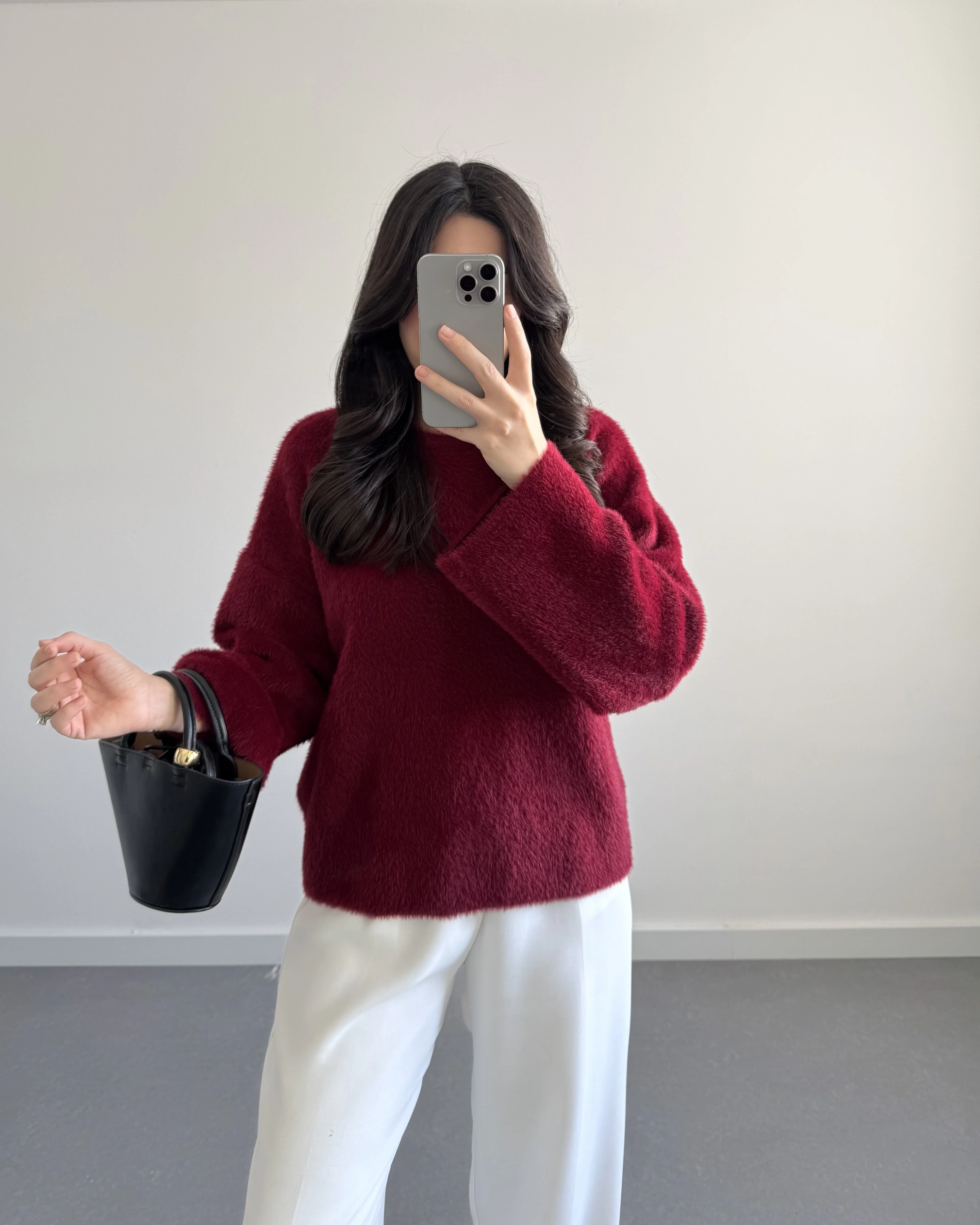 SAKALLI YUMOŞ KAZAK BORDO