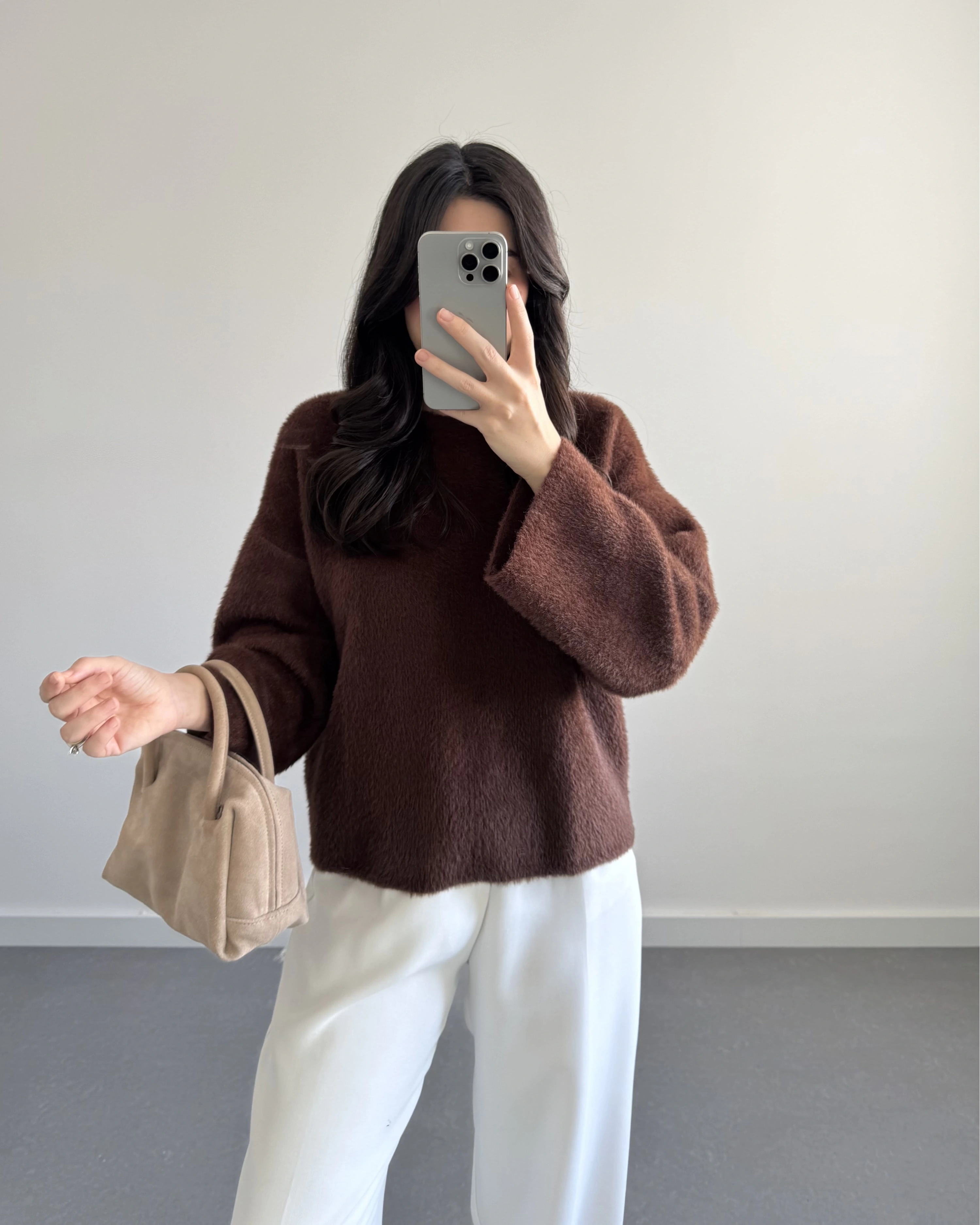 SAKALLI YUMOŞ KAZAK KAHVE