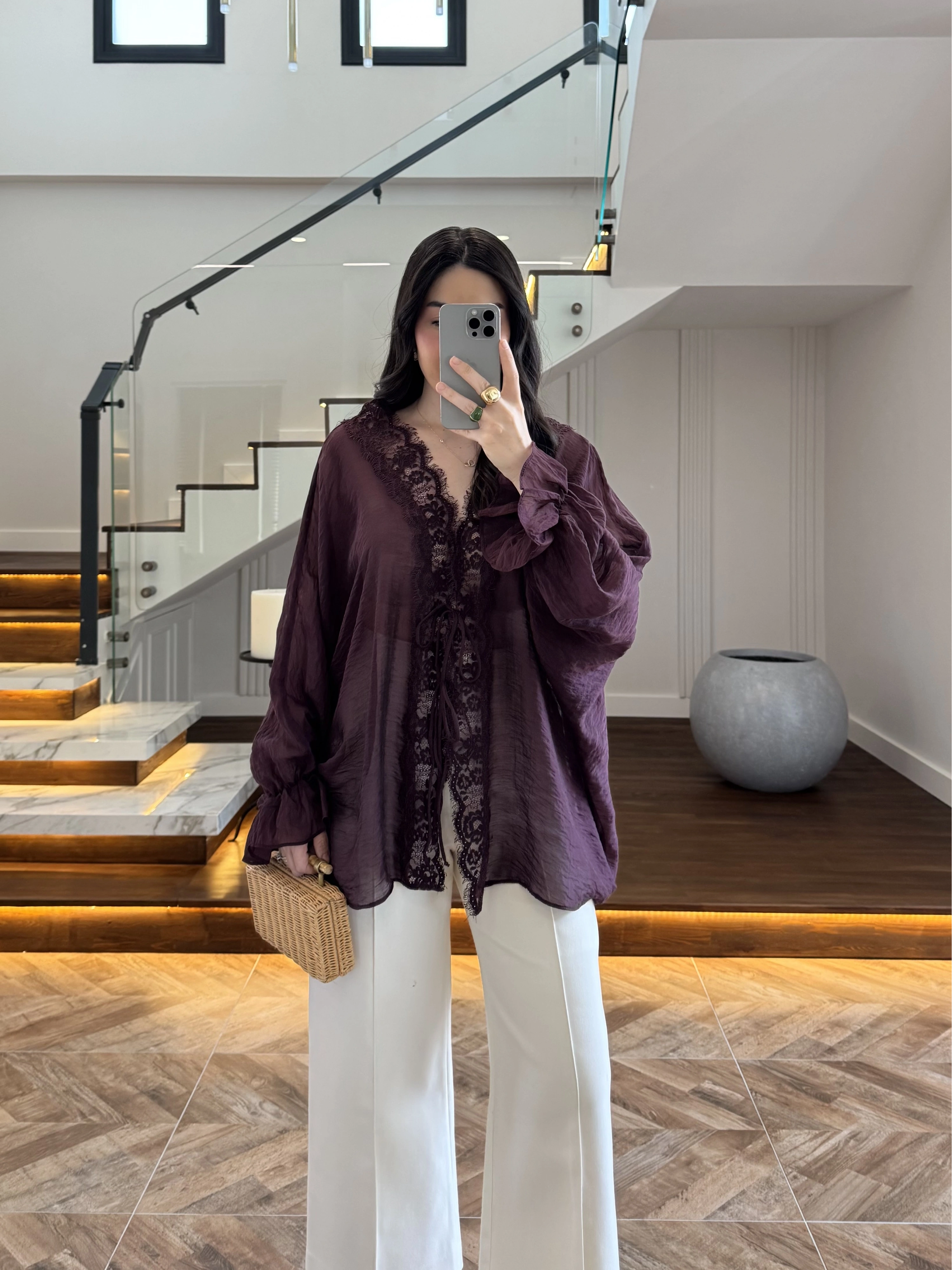 ŞARAP DANTELLİ GÖMLEK -5108