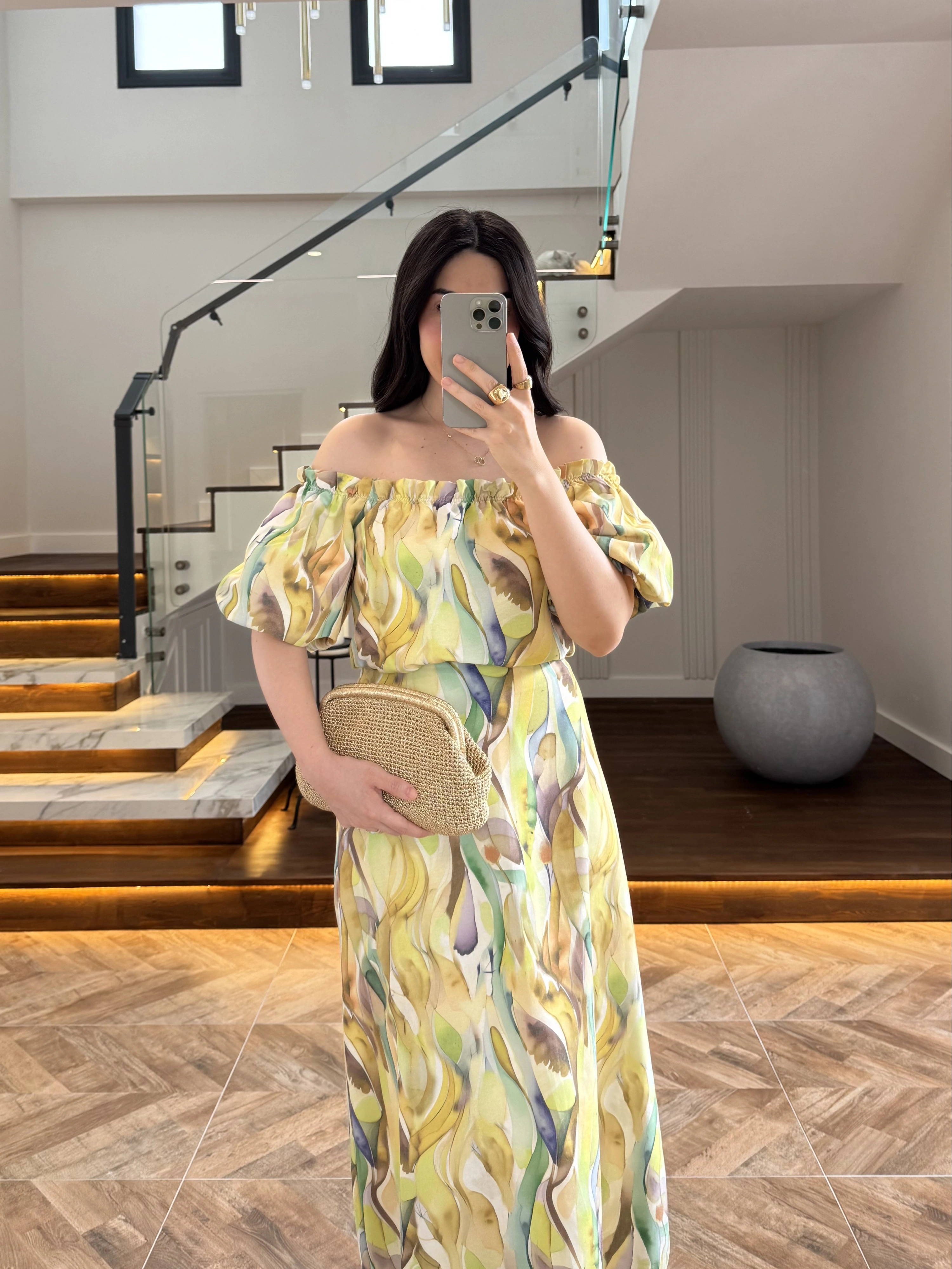SARI BALON KOLLU CROP BLUZ & ETEK
