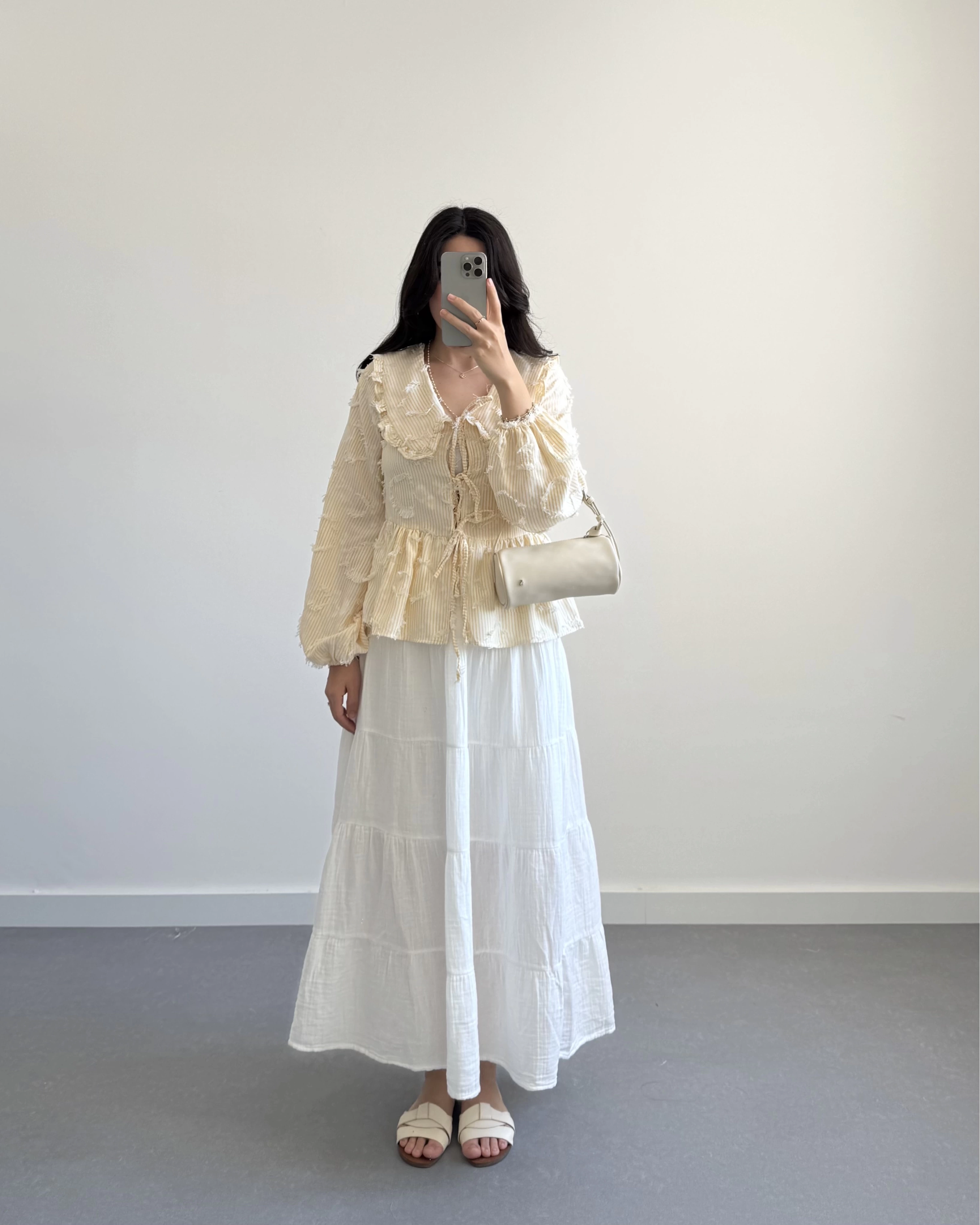 SARI ÇİZGİLİ BEBE YAKA PÜSKÜL BLUZ