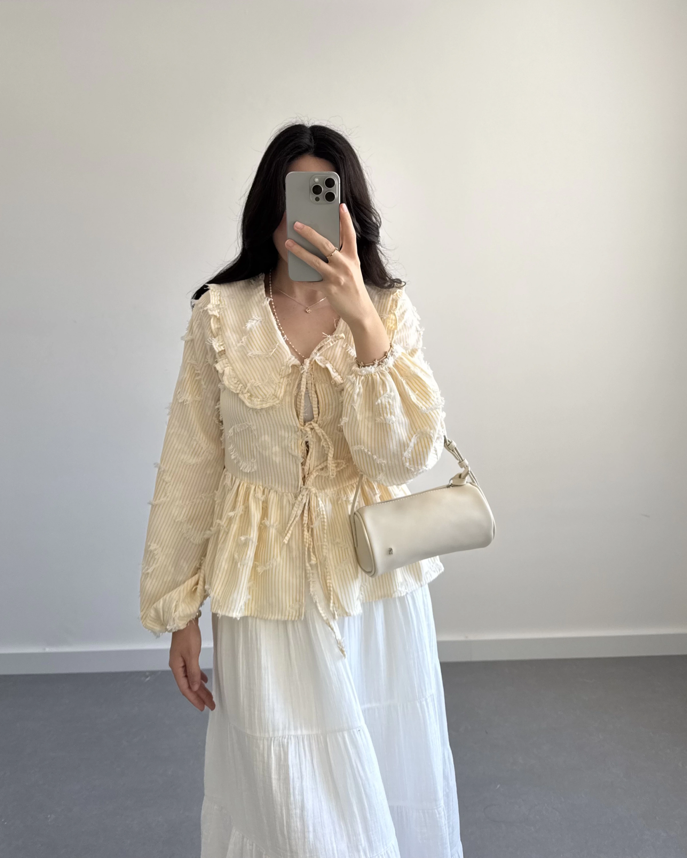 SARI ÇİZGİLİ BEBE YAKA PÜSKÜL BLUZ