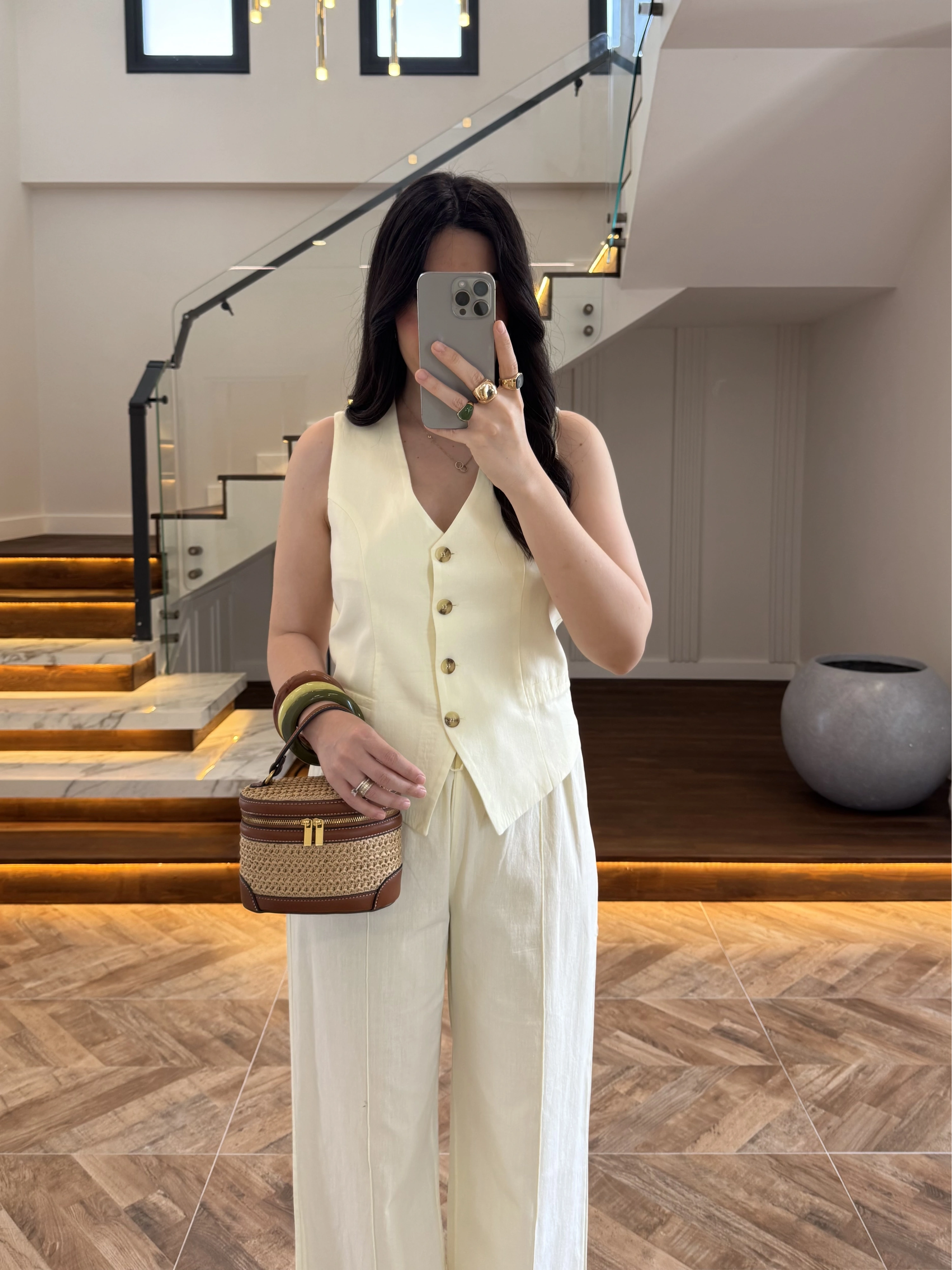 SARI KETEN YELEK TAKIM -9144