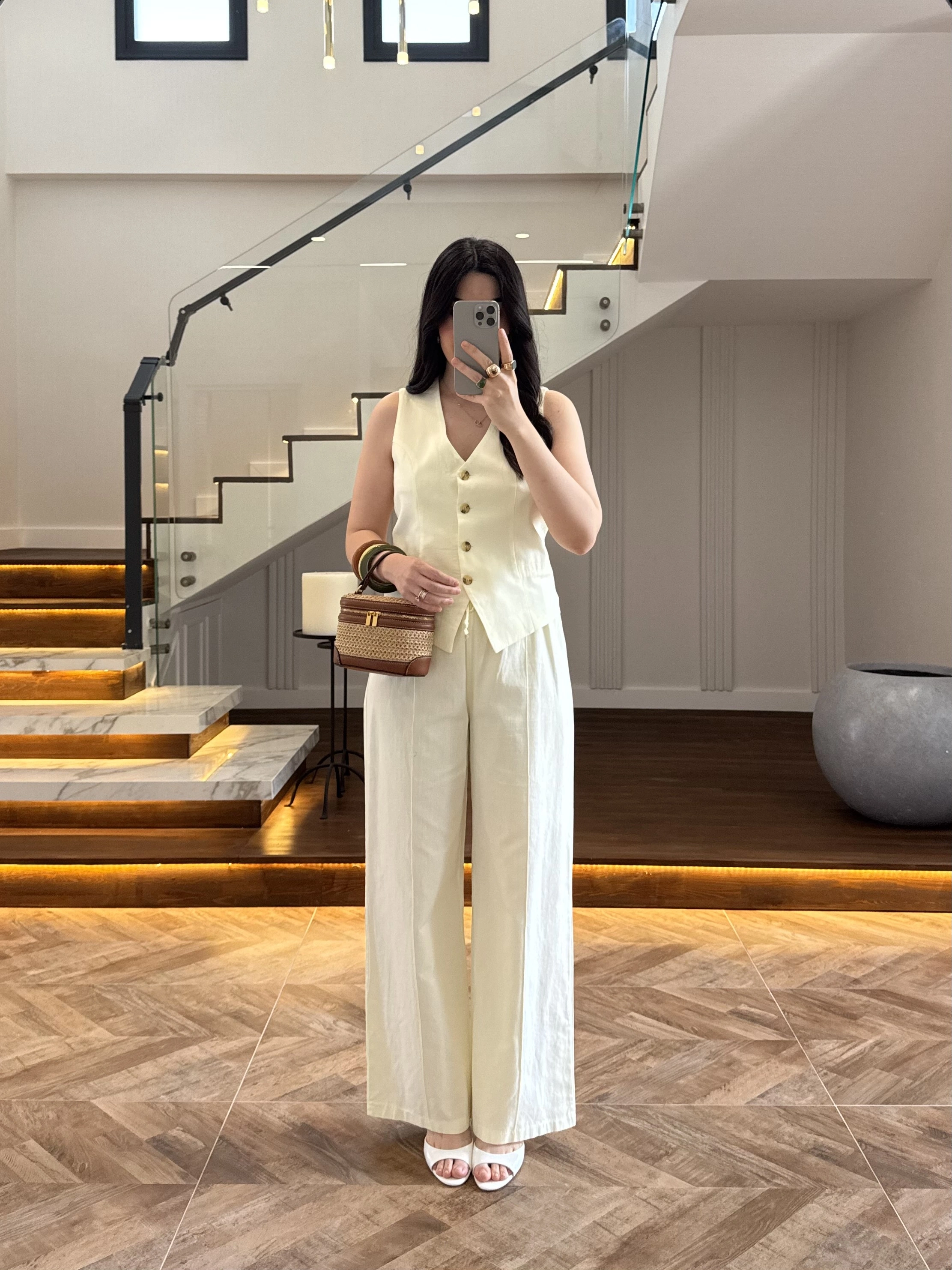 SARI KETEN YELEK TAKIM -9144