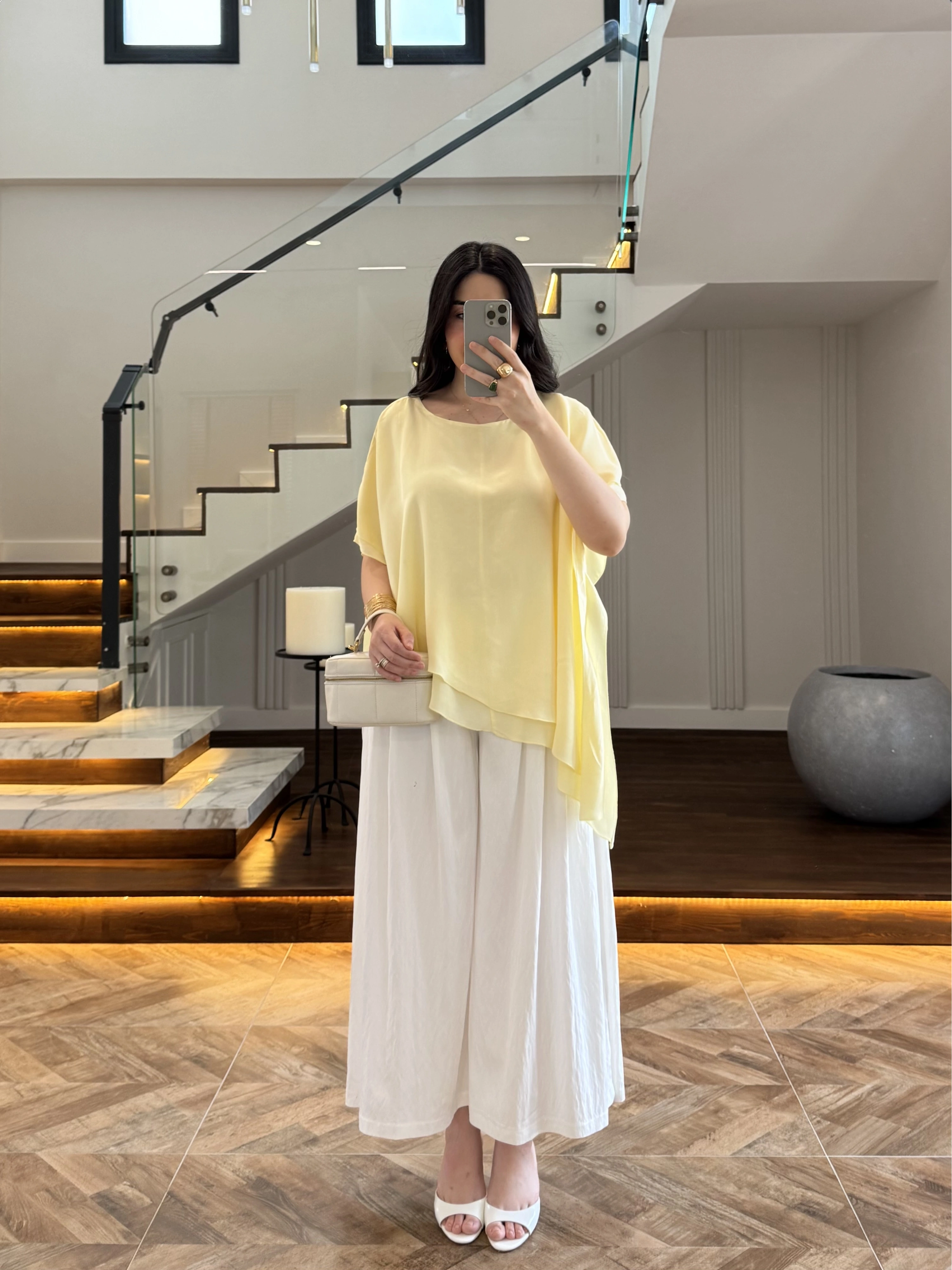 SARI KISA KOL PELERİN BLUZ -5107
