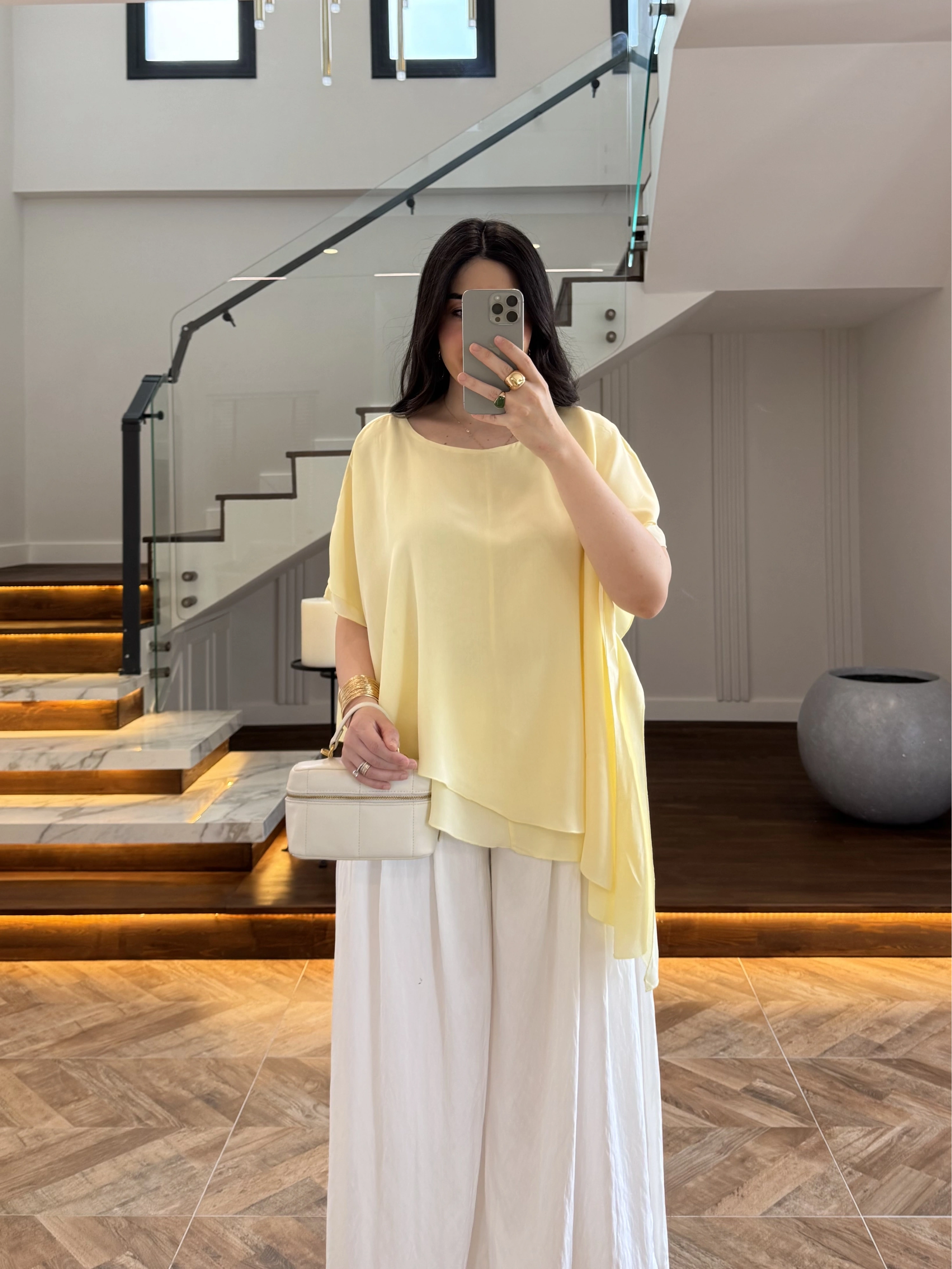 SARI KISA KOL PELERİN BLUZ -5107
