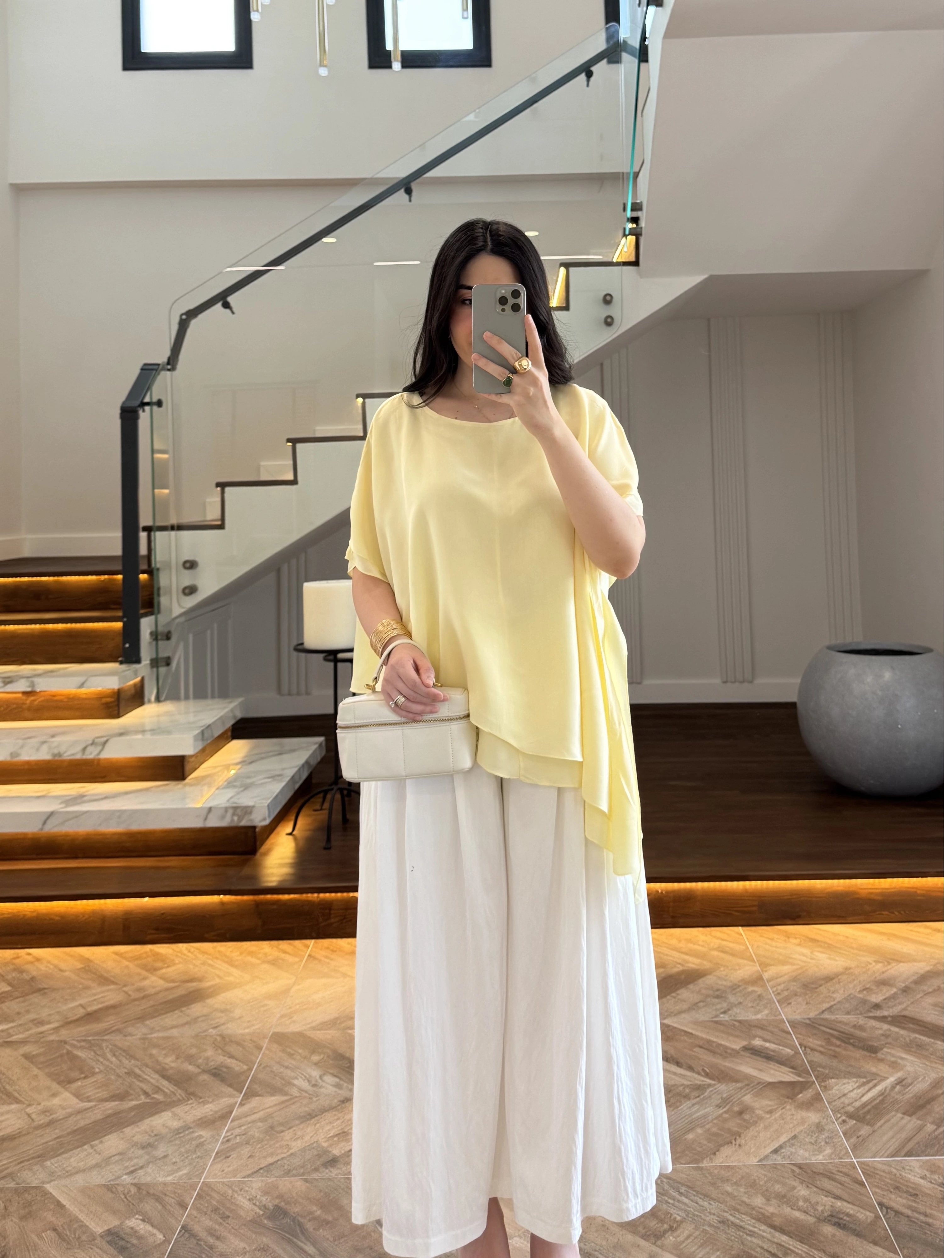 SARI KISA KOL PELERİN BLUZ -5107