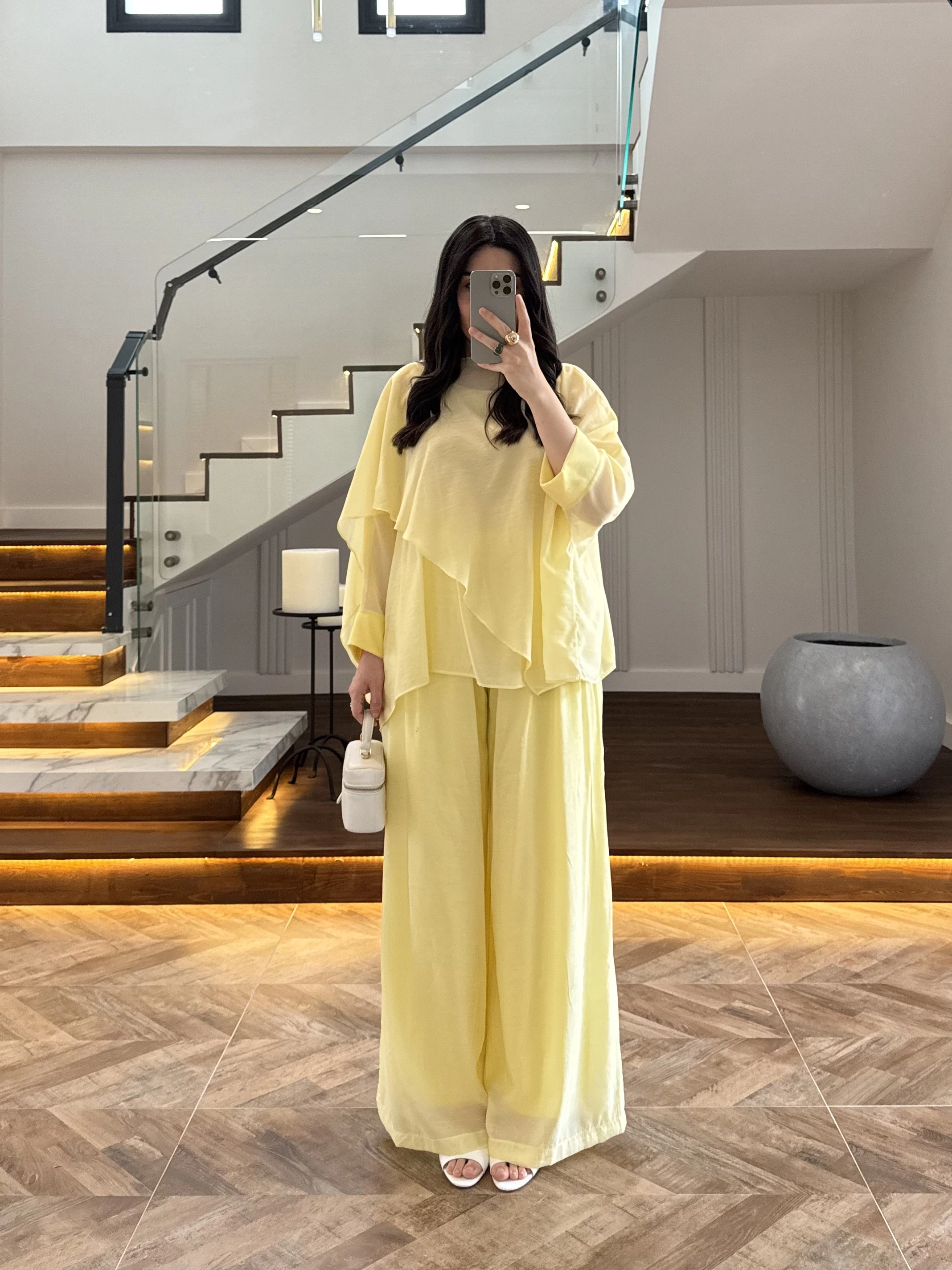 SARI PELERİNLİ PANTOLON TAKIM-9327