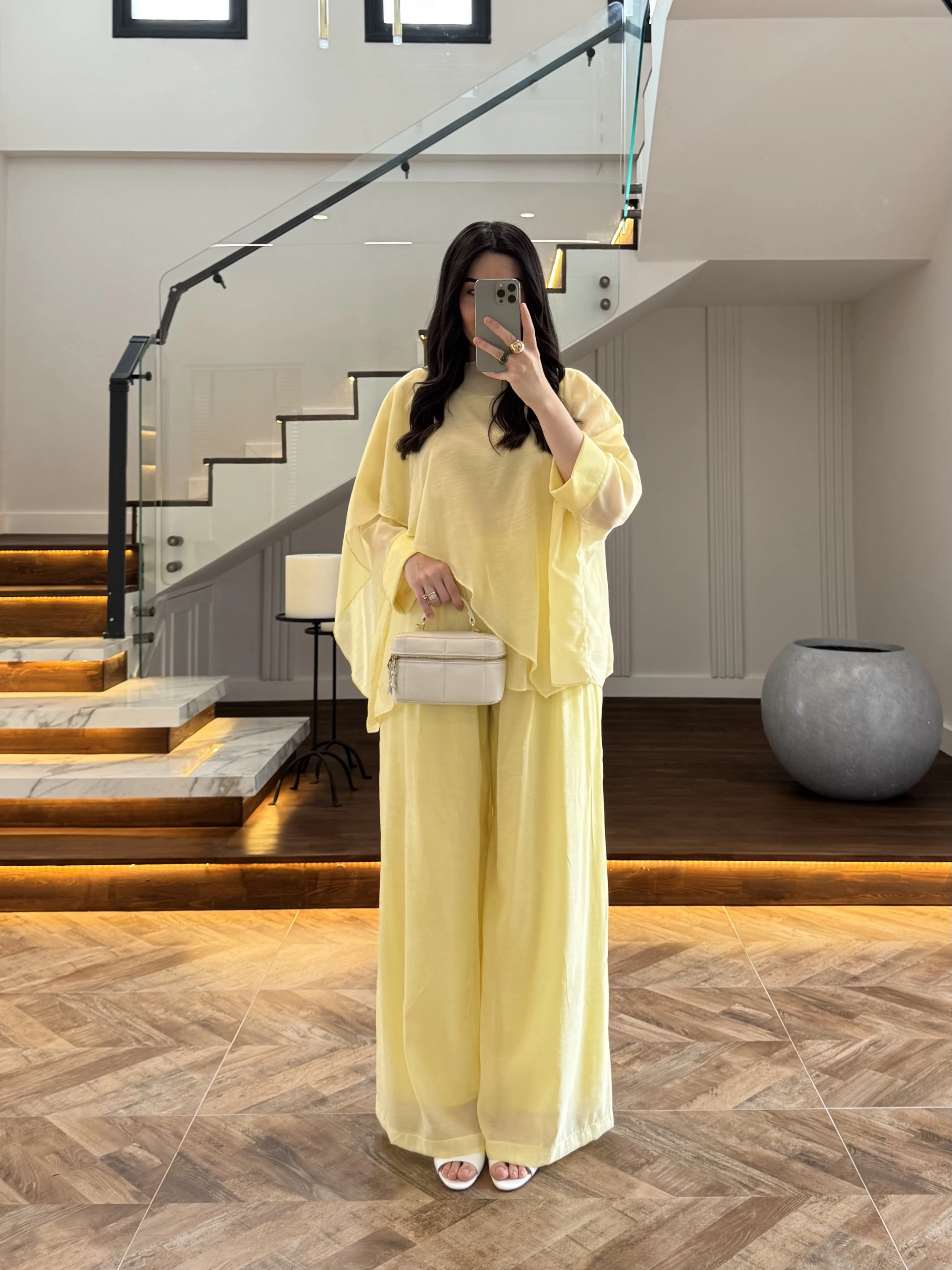 SARI PELERİNLİ PANTOLON TAKIM-9327