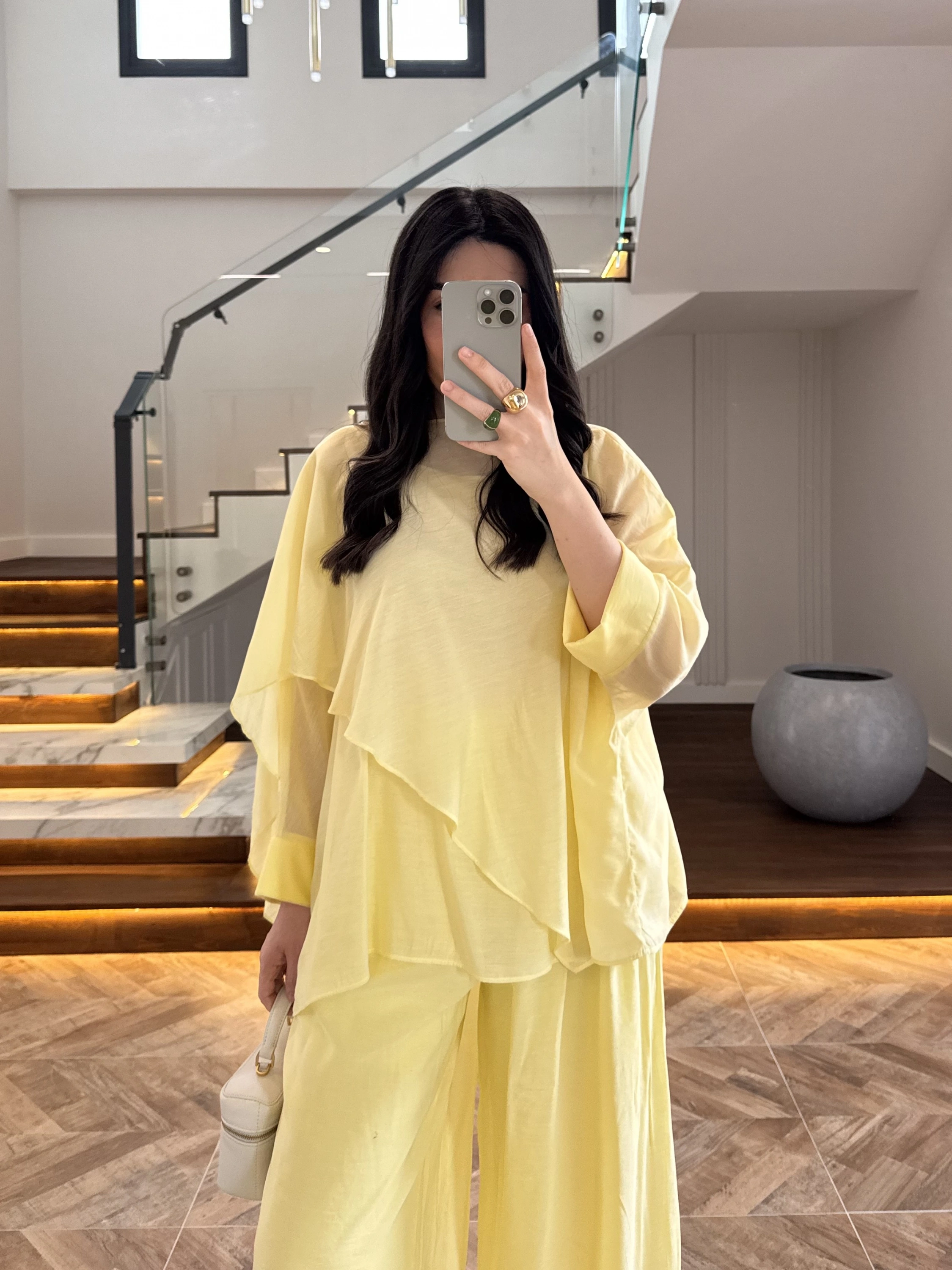SARI PELERİNLİ PANTOLON TAKIM-9327