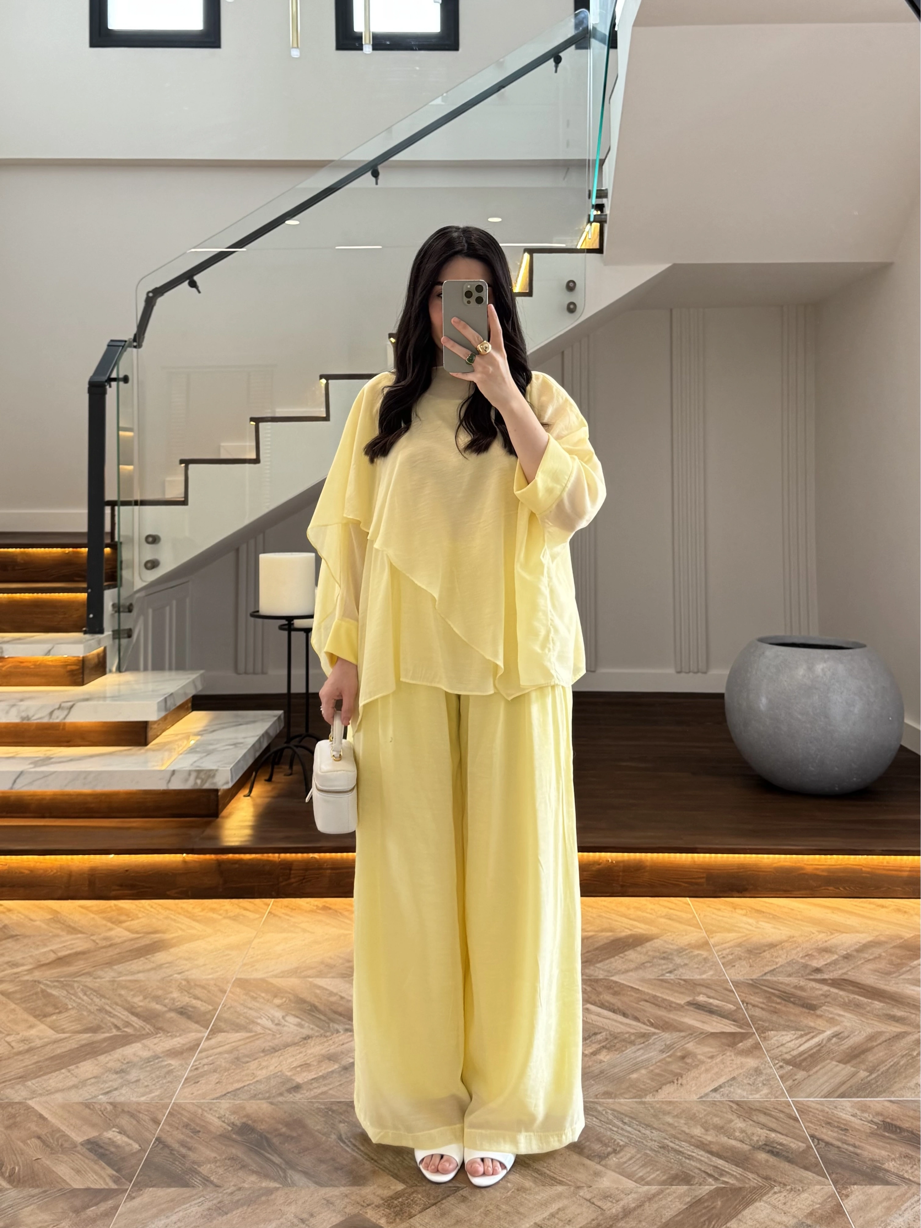 SARI PELERİNLİ PANTOLON TAKIM-9327