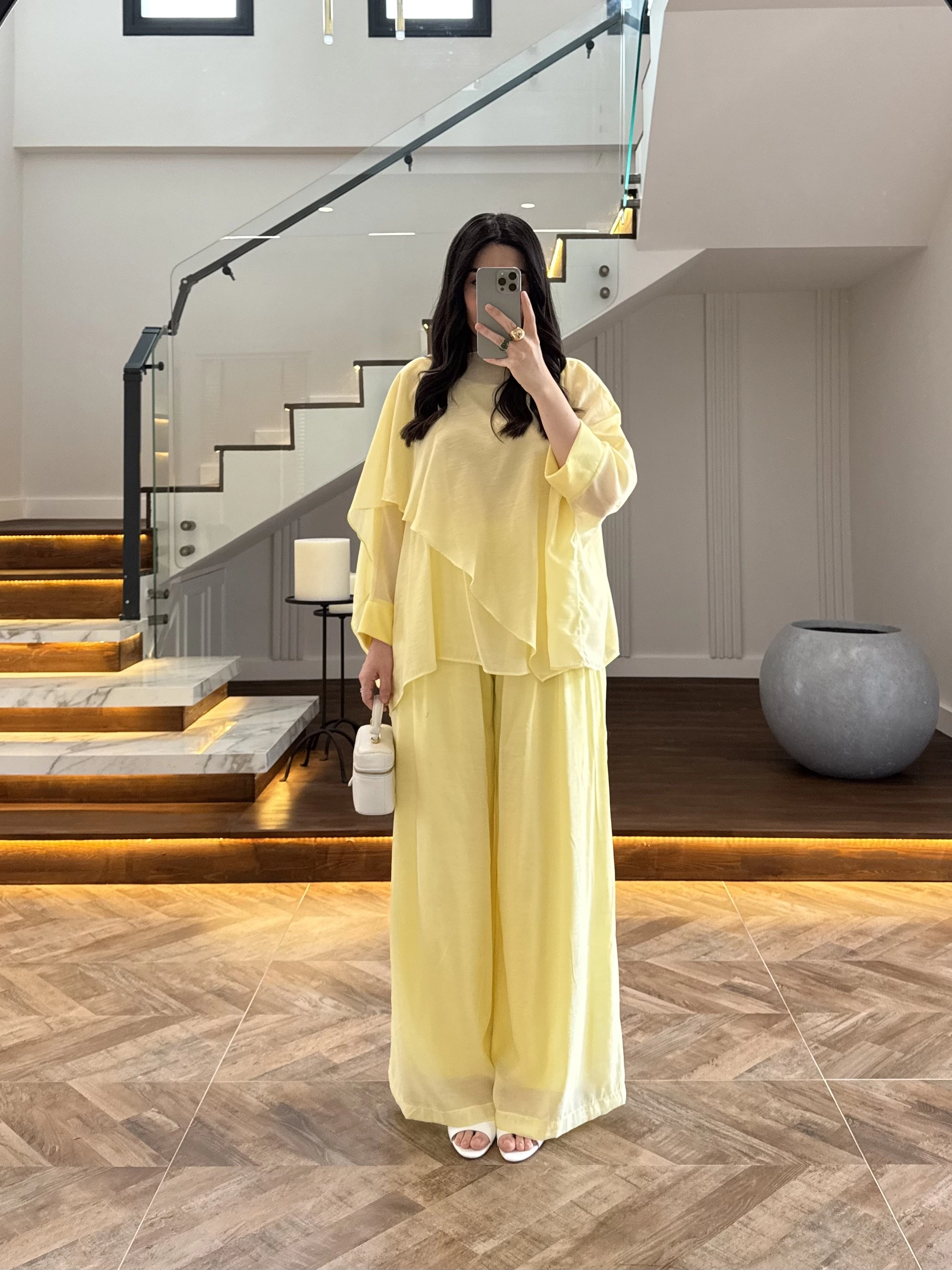 SARI PELERİNLİ PANTOLON TAKIM-9327
