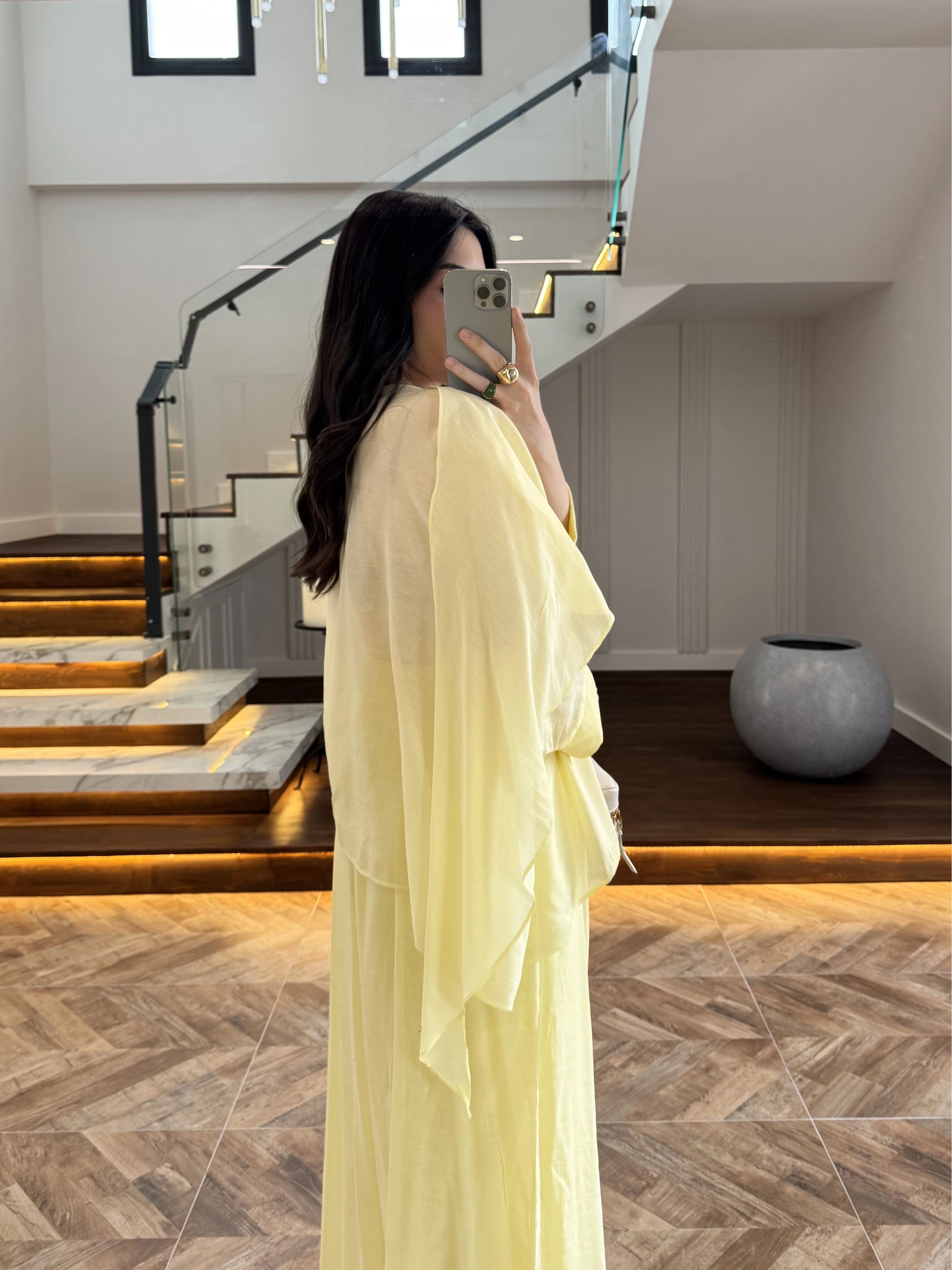 SARI PELERİNLİ PANTOLON TAKIM-9327
