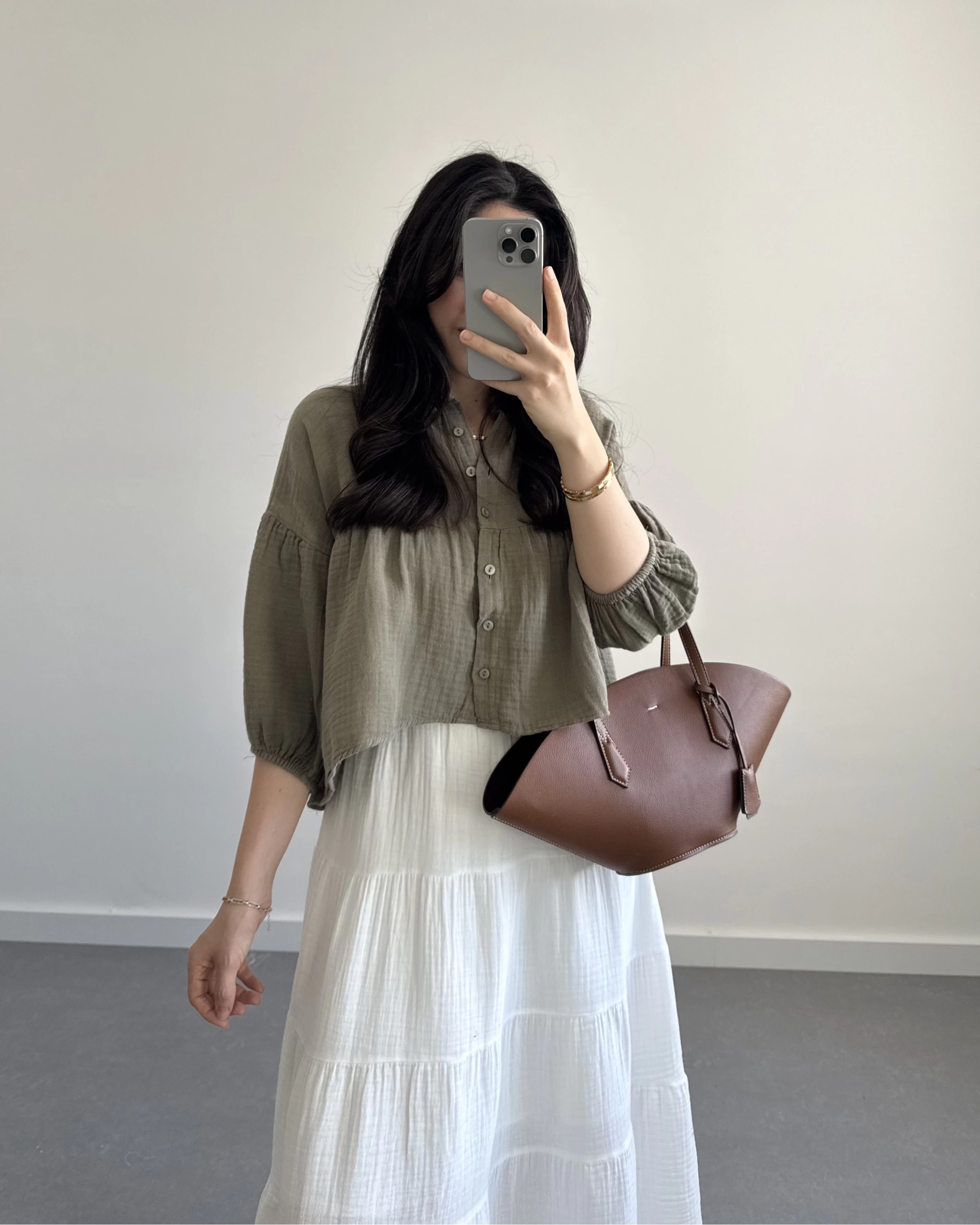 SHAY MÜSLİN HAKİ CROP GÖMLEK