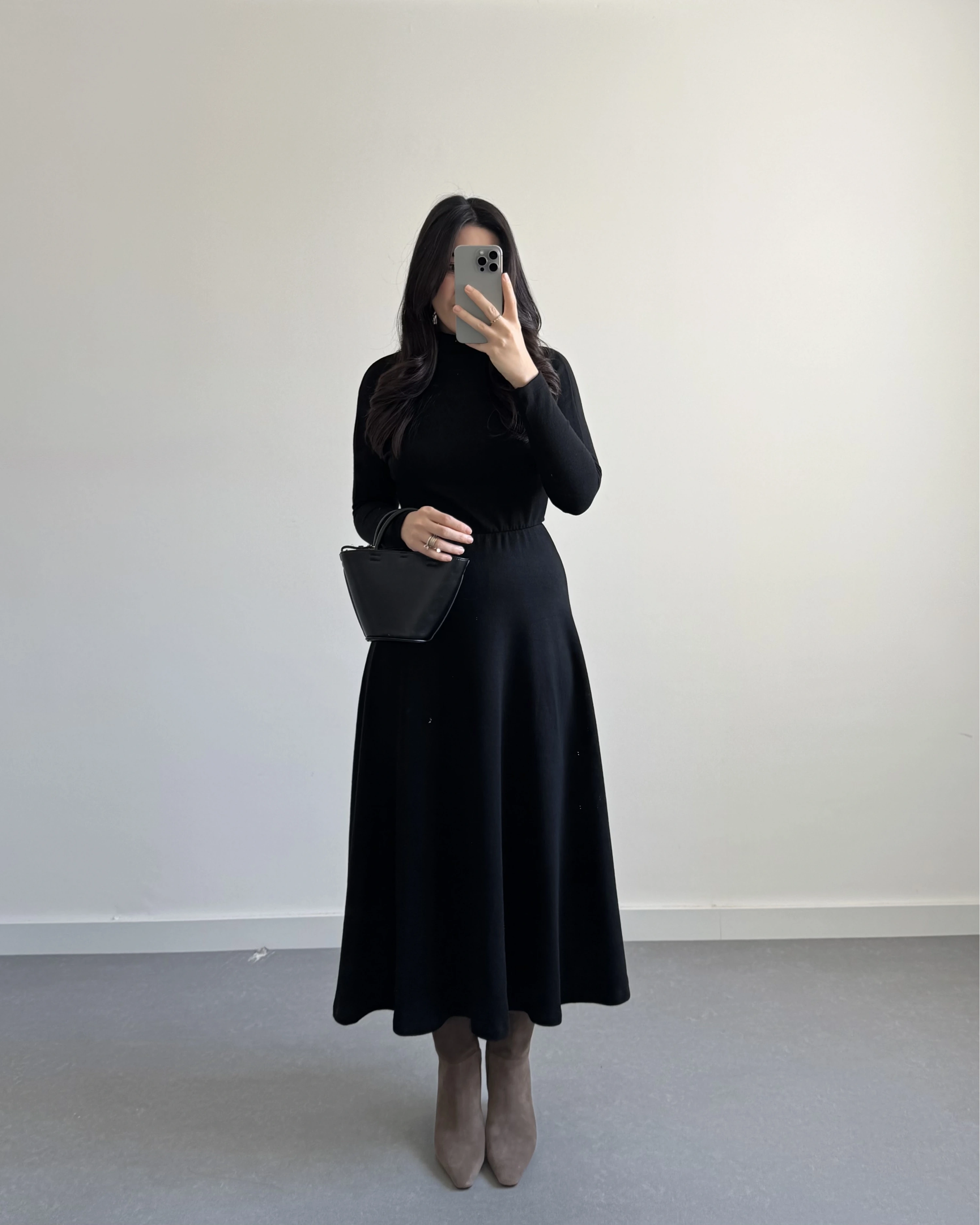 SİYAH BASİC TRİKO ELBİSE