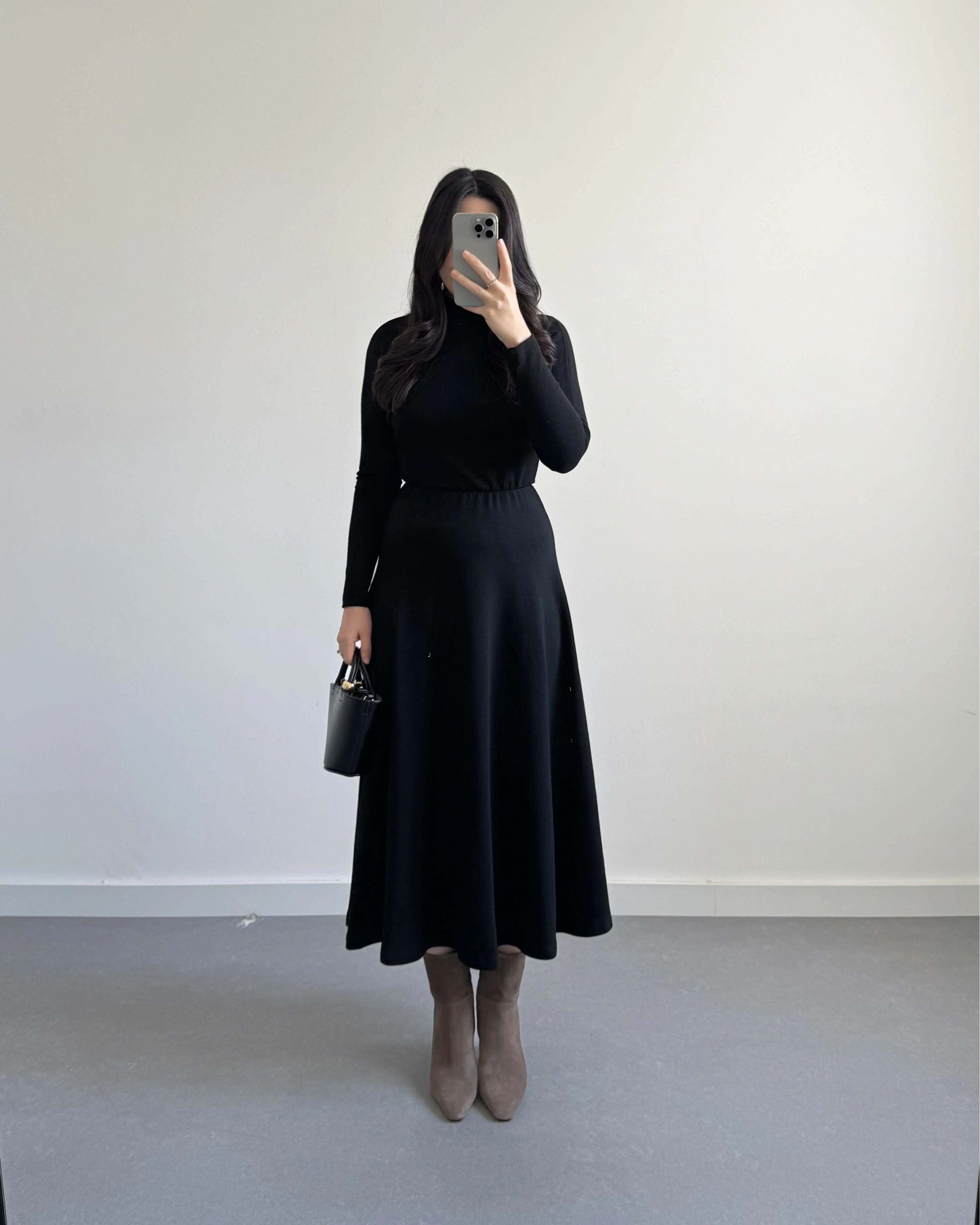 SİYAH BASİC TRİKO ELBİSE