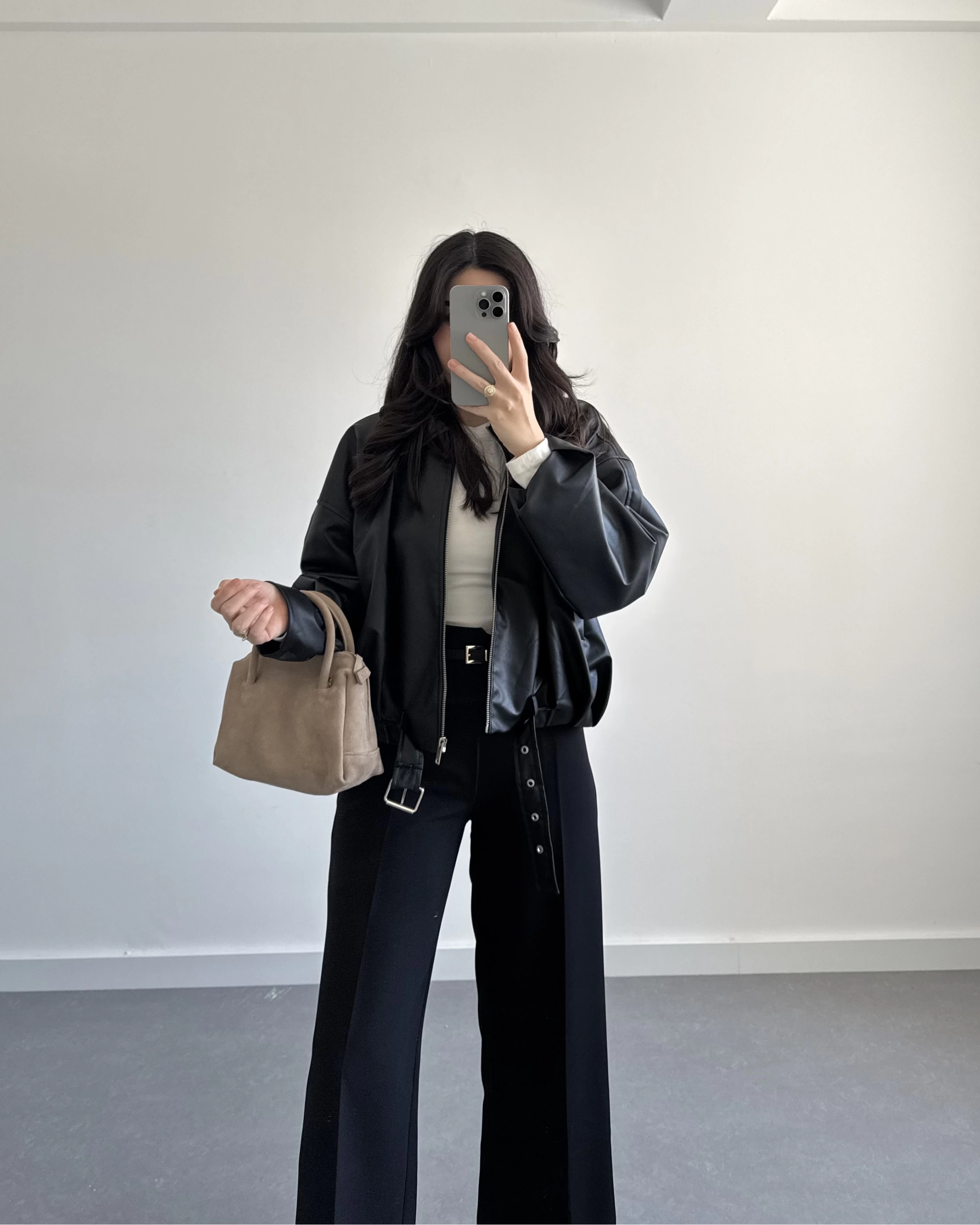 SİYAH BOMBER DERİ CEKET