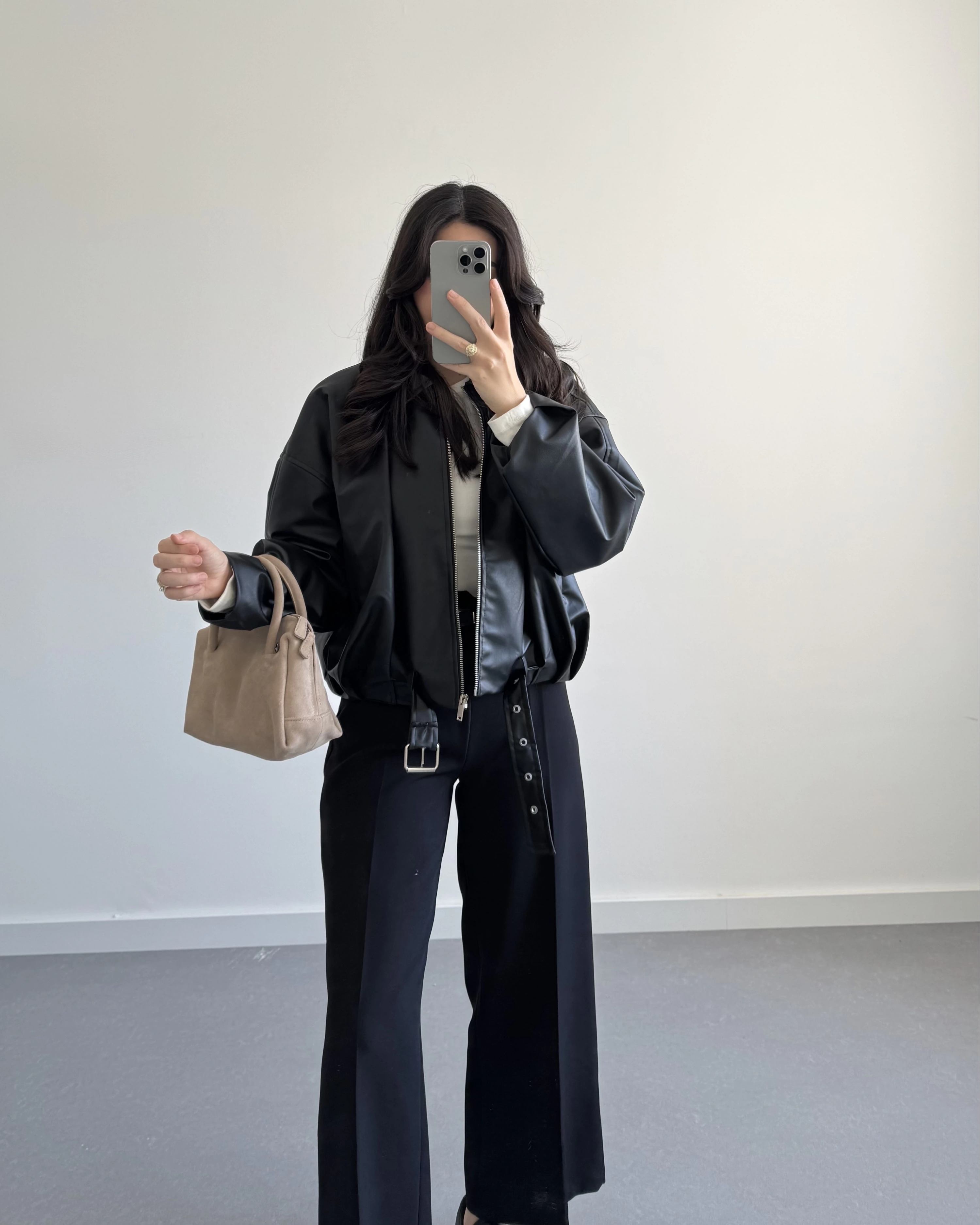 SİYAH BOMBER DERİ CEKET