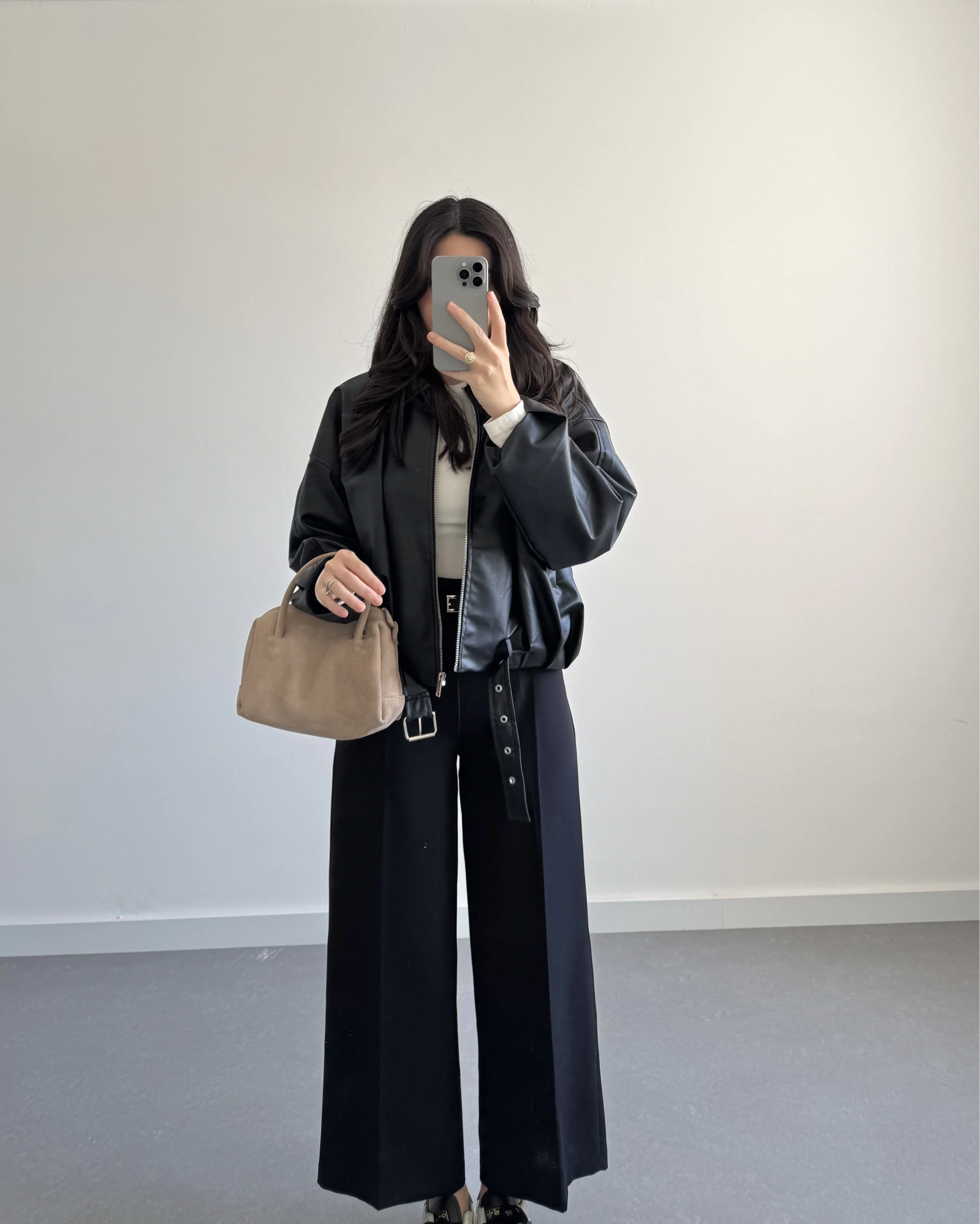 SİYAH BOMBER DERİ CEKET