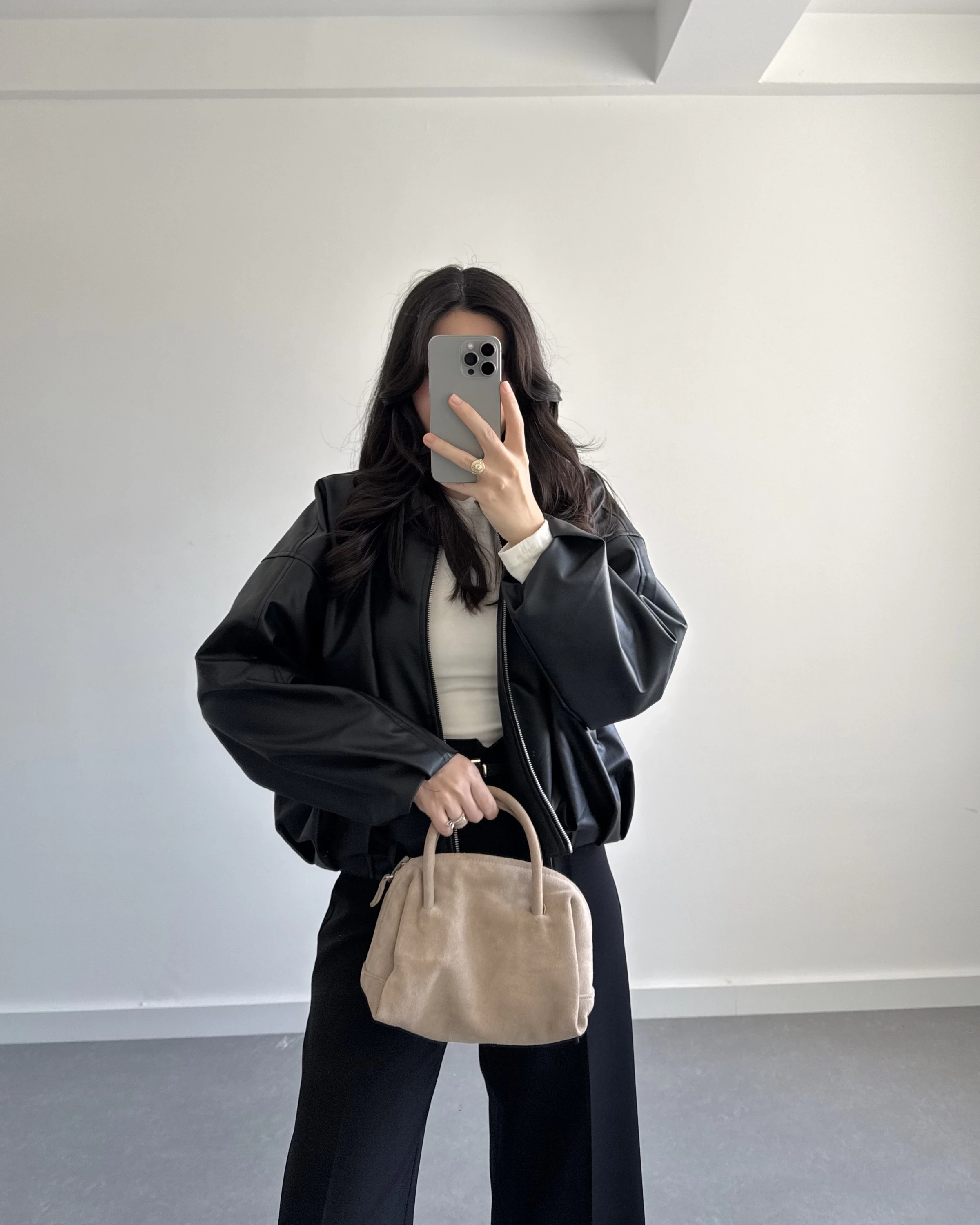 SİYAH BOMBER DERİ CEKET