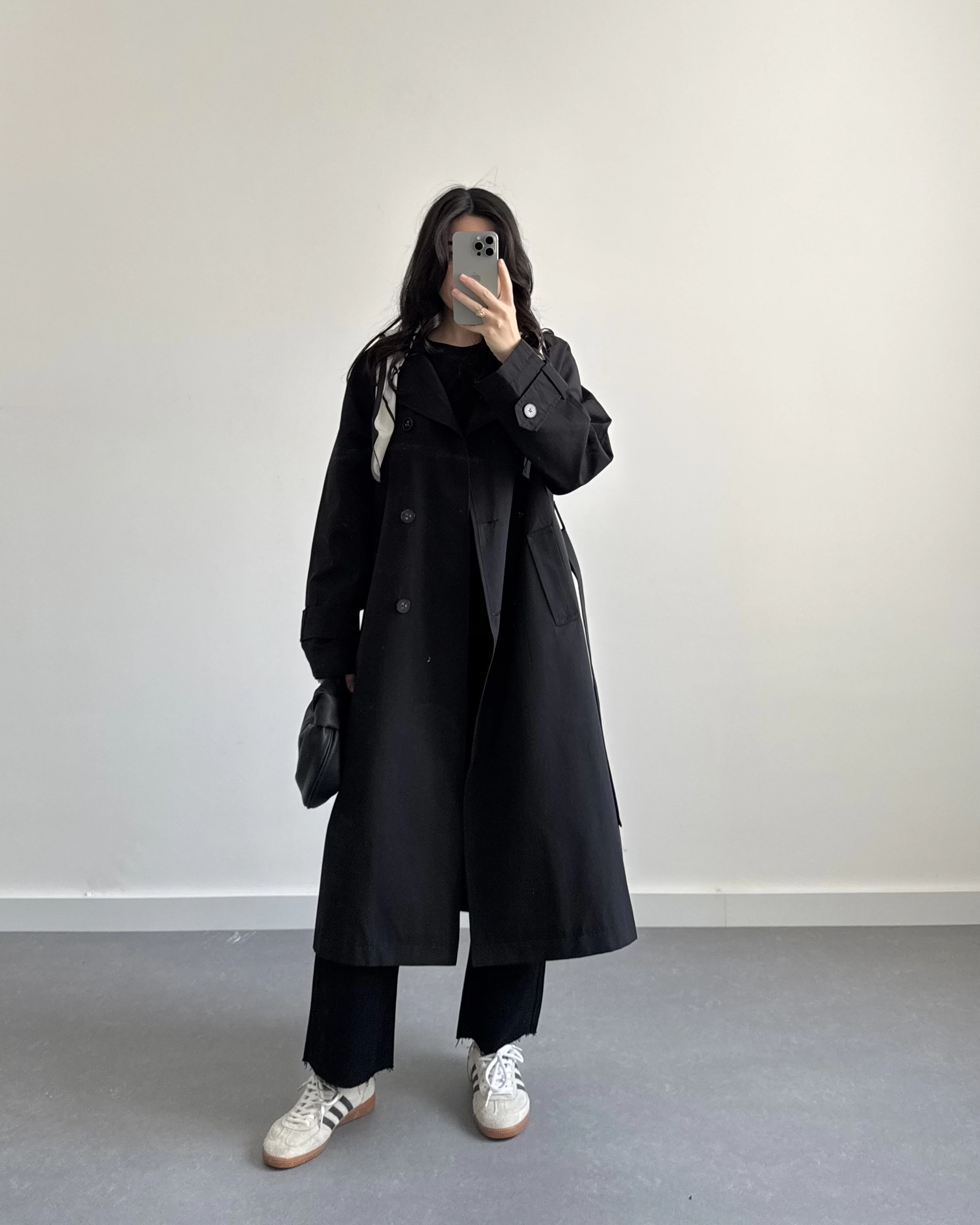 SİYAH FULARLI PREMİUM TRENÇKOT