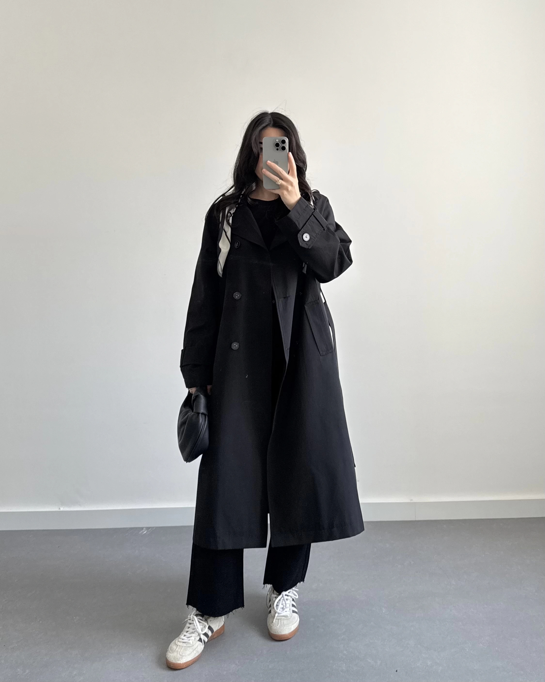 SİYAH FULARLI PREMİUM TRENÇKOT