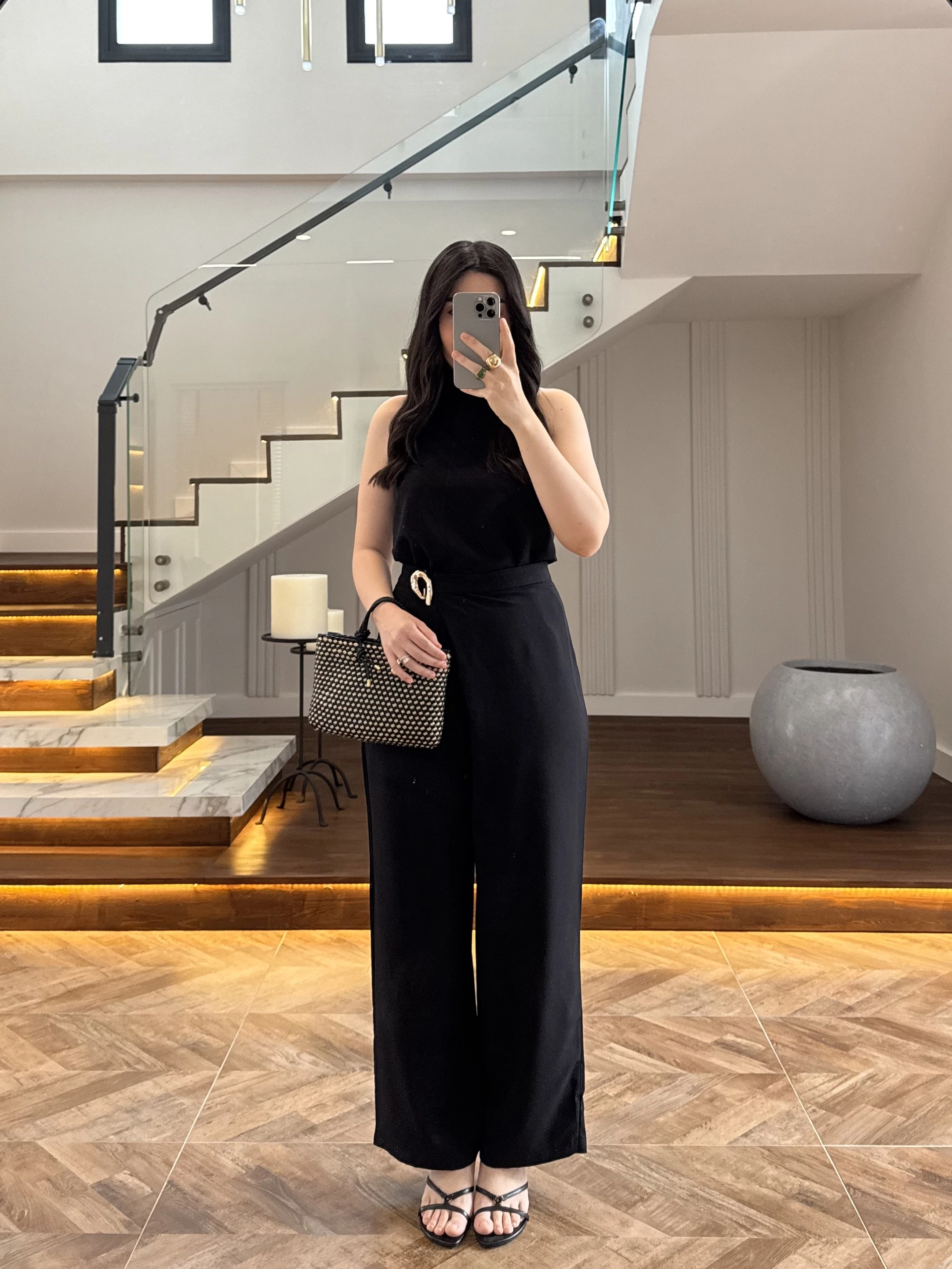 SİYAH HALTER YAKA BLUZ TAKIM-9160