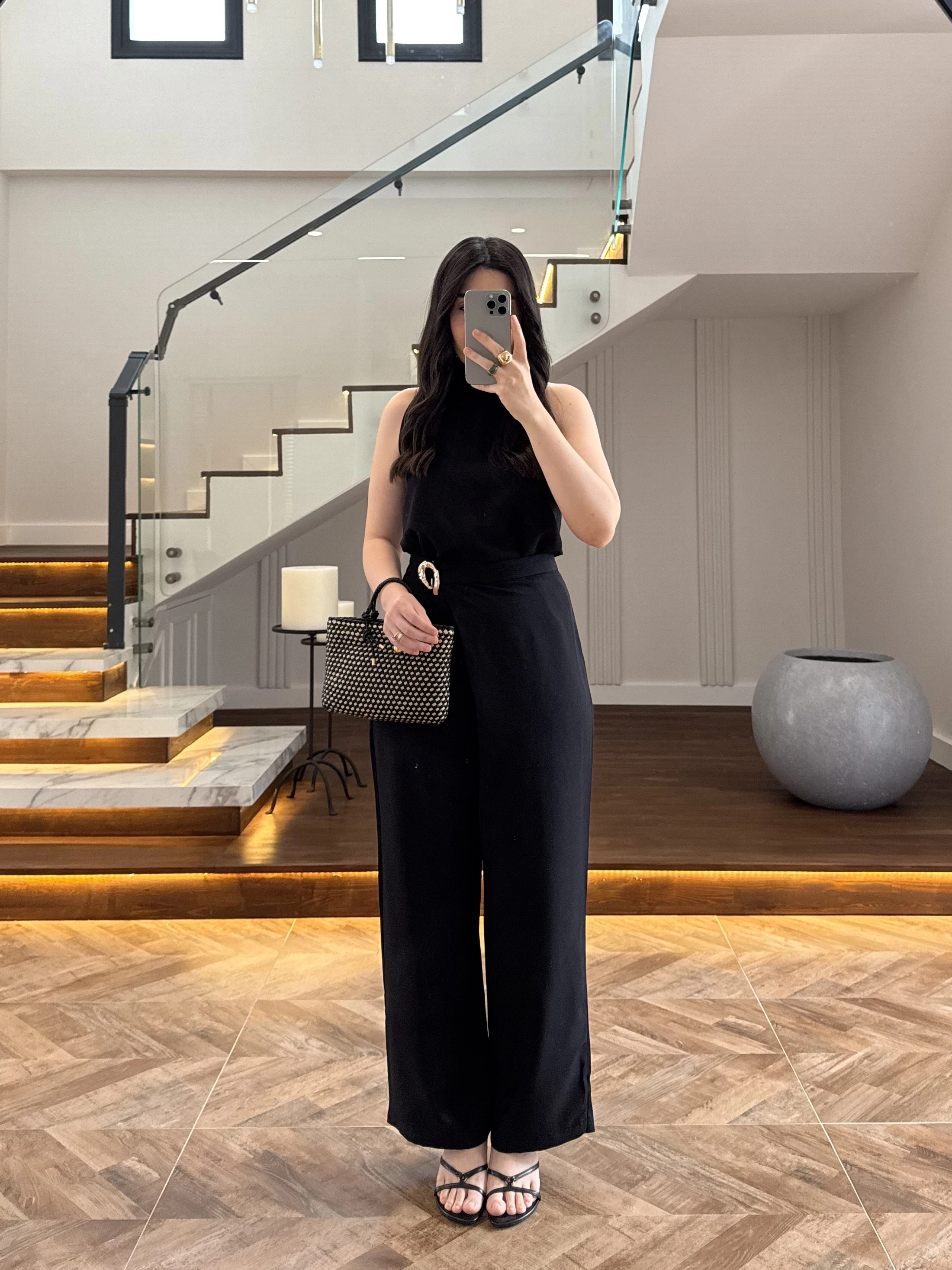 SİYAH HALTER YAKA BLUZ TAKIM-9160