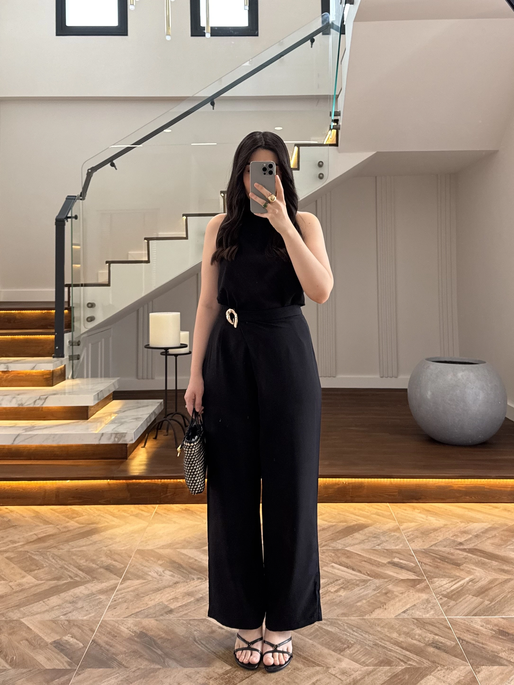 SİYAH HALTER YAKA BLUZ TAKIM-9160