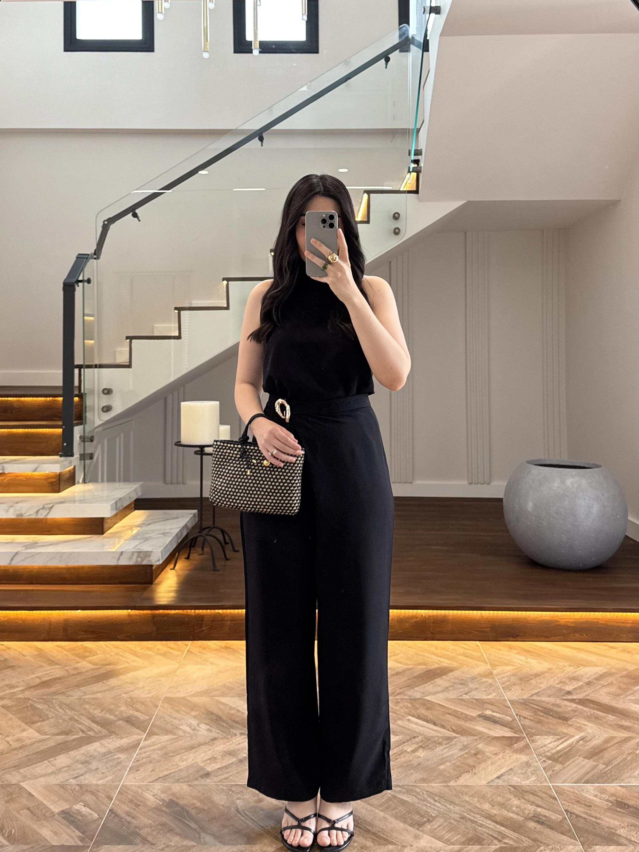 SİYAH HALTER YAKA BLUZ TAKIM-9160