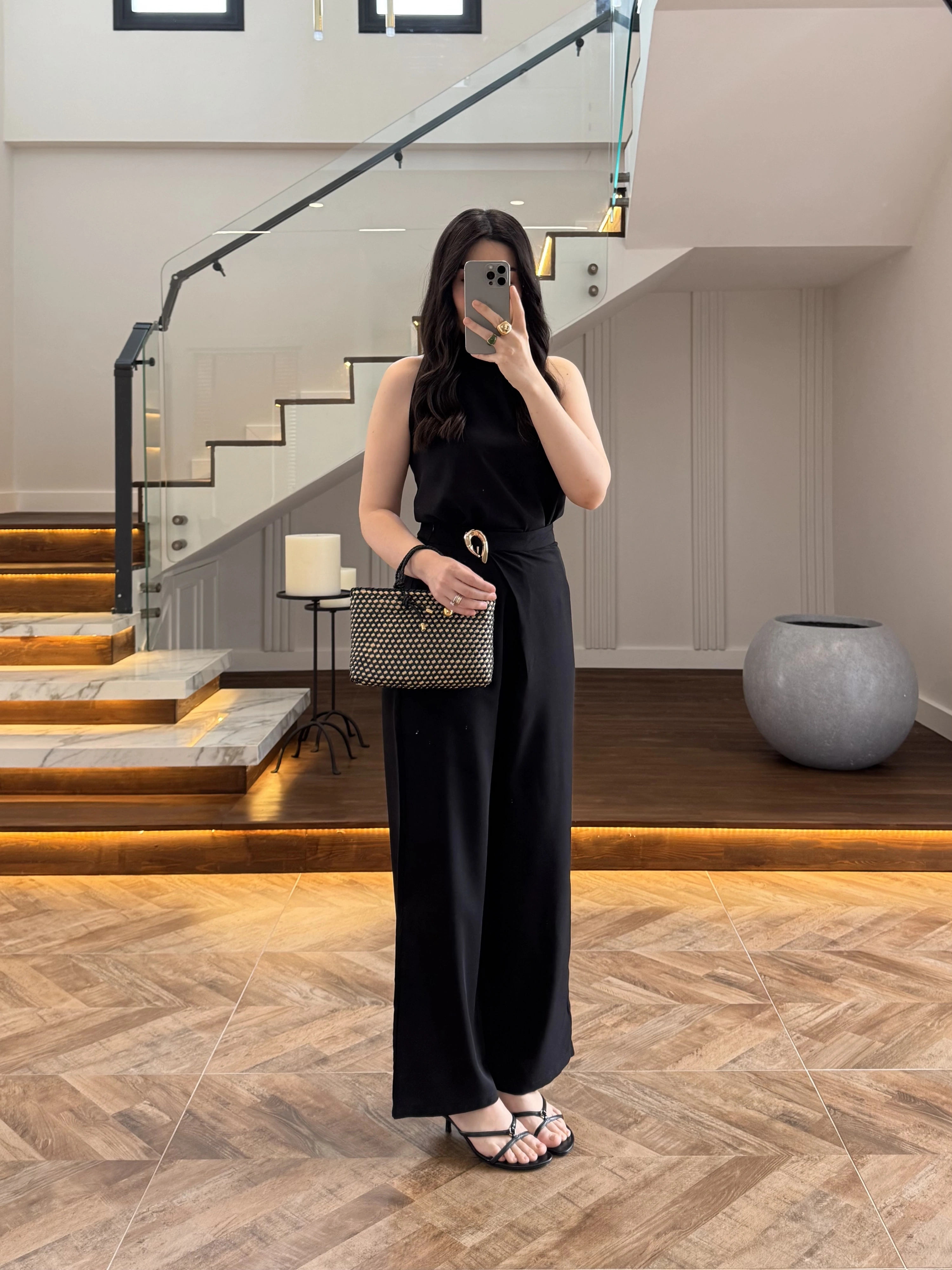 SİYAH HALTER YAKA BLUZ TAKIM-9160